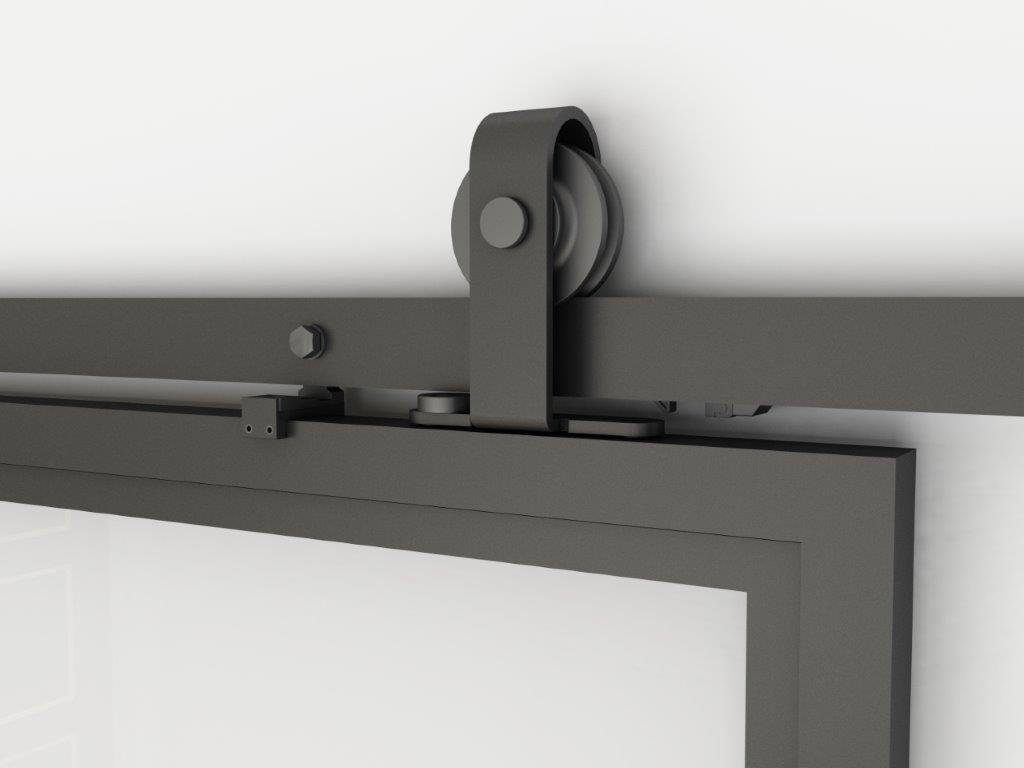 inova wohnen Glasschiebetür Stahltür Schwarz mit Klarglas Einsatz, Größenauswahl (Komplett Set, inkl. offener Laufschiene und Bügelgriff), beidseitiger Softclose, Loftstyle