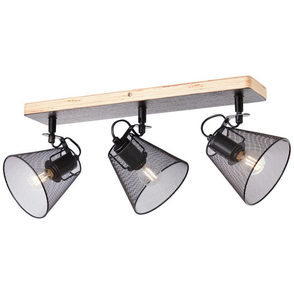 Brilliant Deckenleuchte Whole, Lampe, Whole Spotbalken 3flg schwarz/holzfarbend,  Metall/Holz, 3x D45