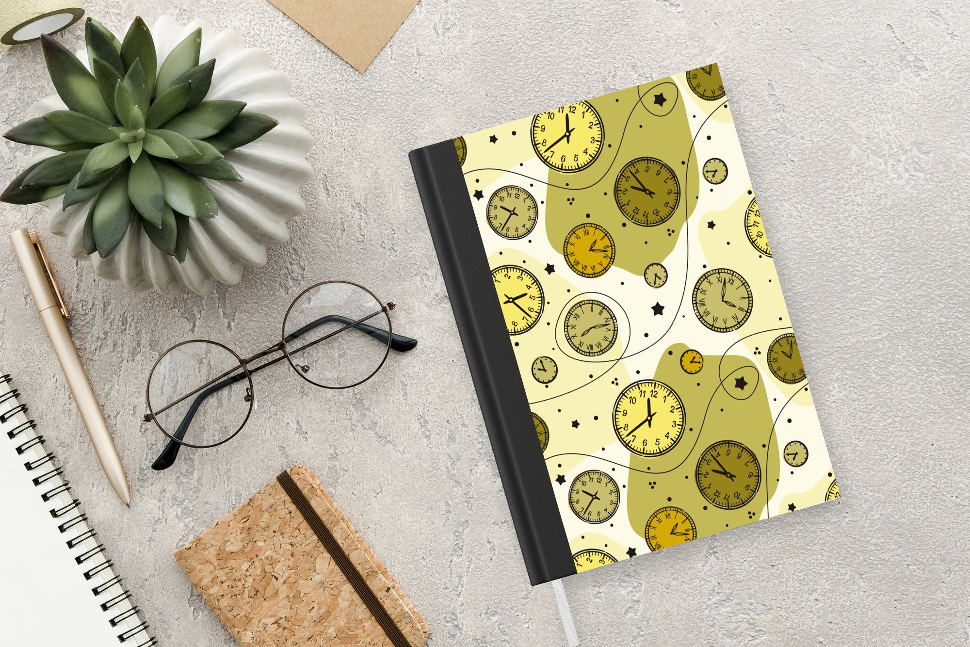 Journal, MuchoWow dots, - A5, Uhr Haushaltsbuch Tagebuch, Retro Notizbuch 98 - Muster Polka Seiten, Merkzettel, - Notizheft,