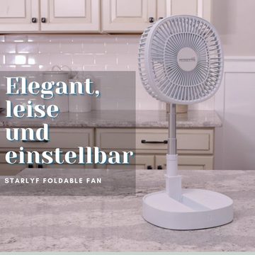 Starlyf Standventilator Foldable Fan, 3 Geschwindigkeiten, Kabellos und wiederaufladbar mit Li-Ion Akku