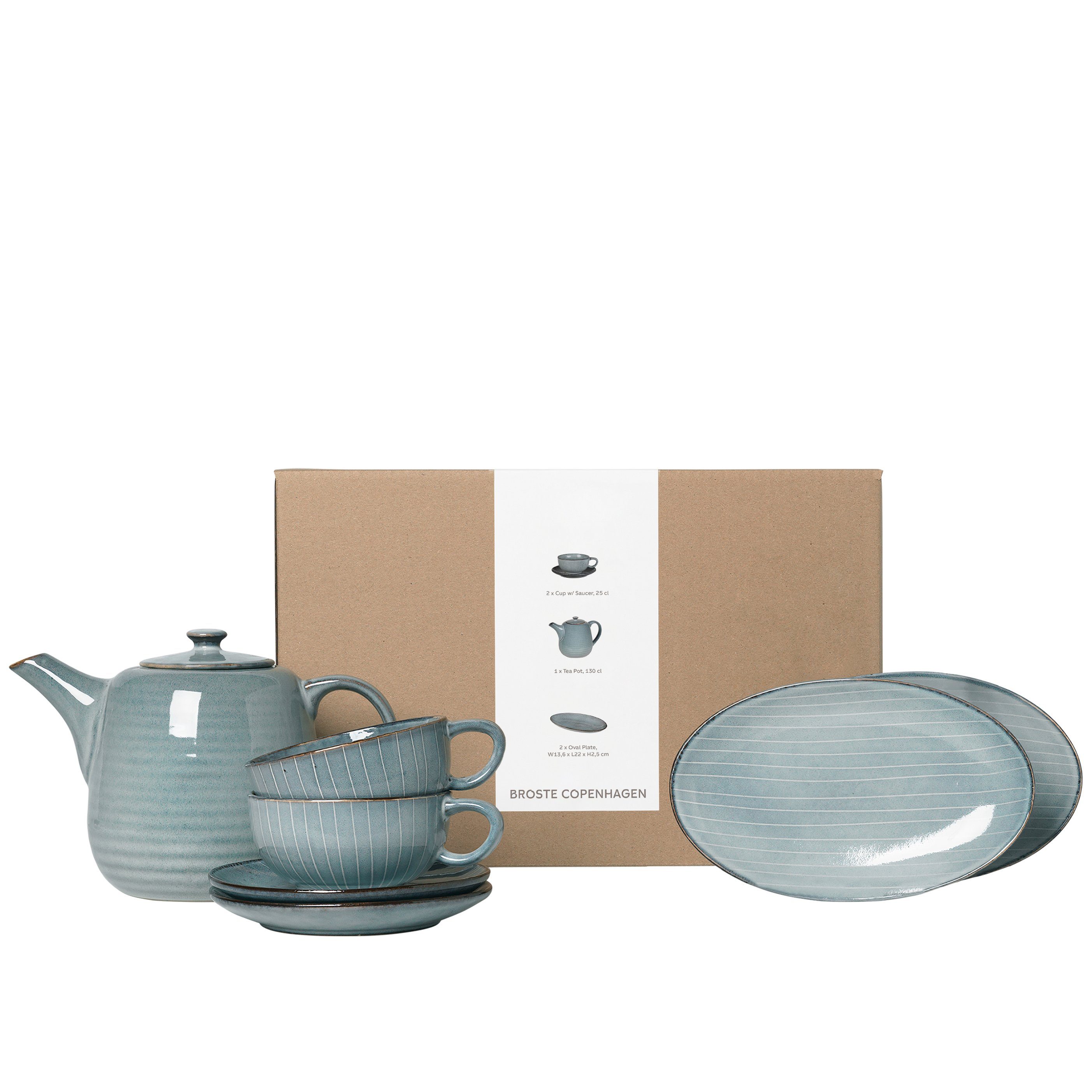 Copenhagen Steingut (5-tlg), Tea Copenhagen Nordic Two Sea Geschirr-Set Broste Broste For