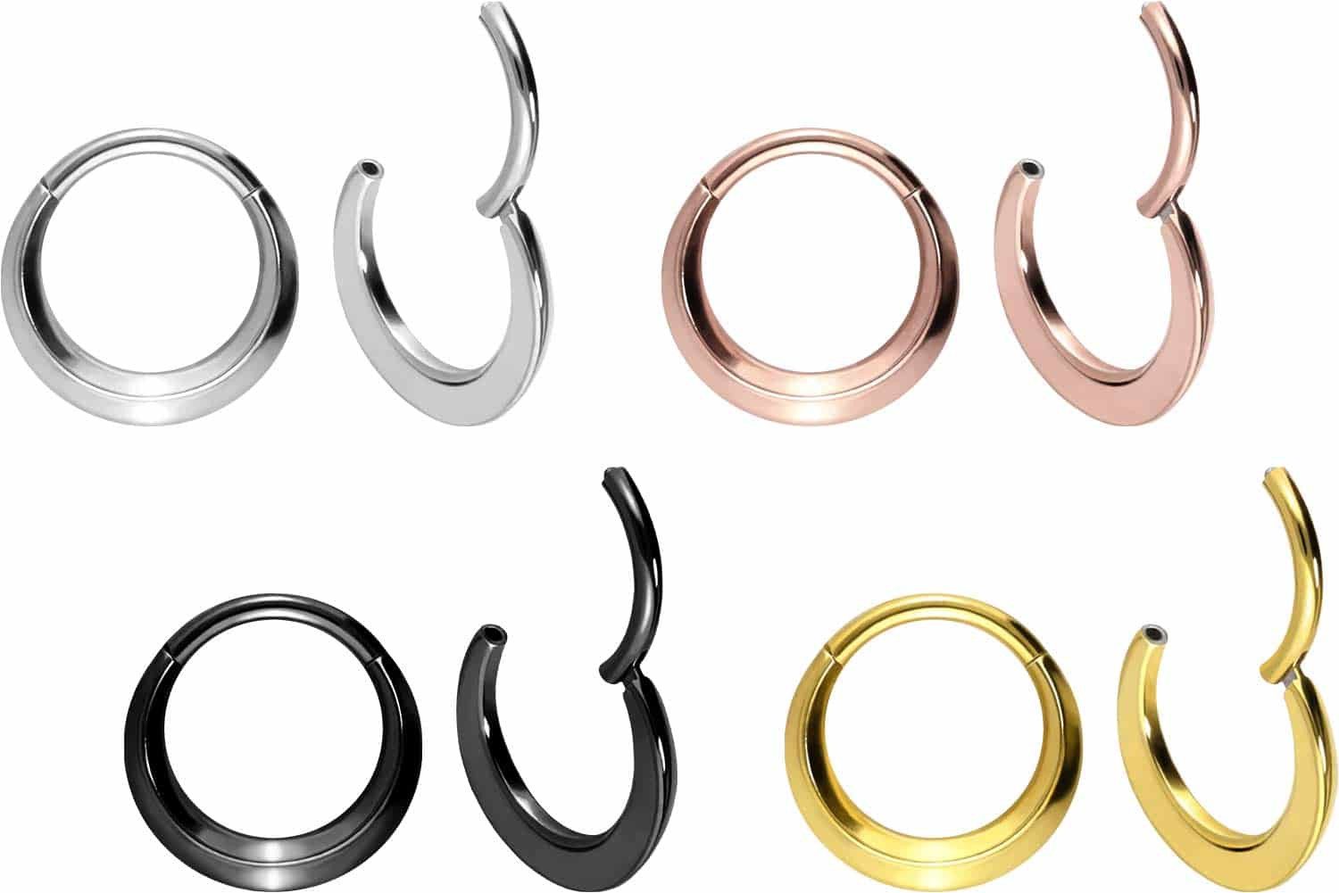 PIERCINGLINE Nasenpiercing Titan Segmentring Clicker FLACH Ohrpiercing Septum Nase (Clicker, 1-tlg), Ohrpiercing für Conch, Helix, Tragus, Daith, Lobe