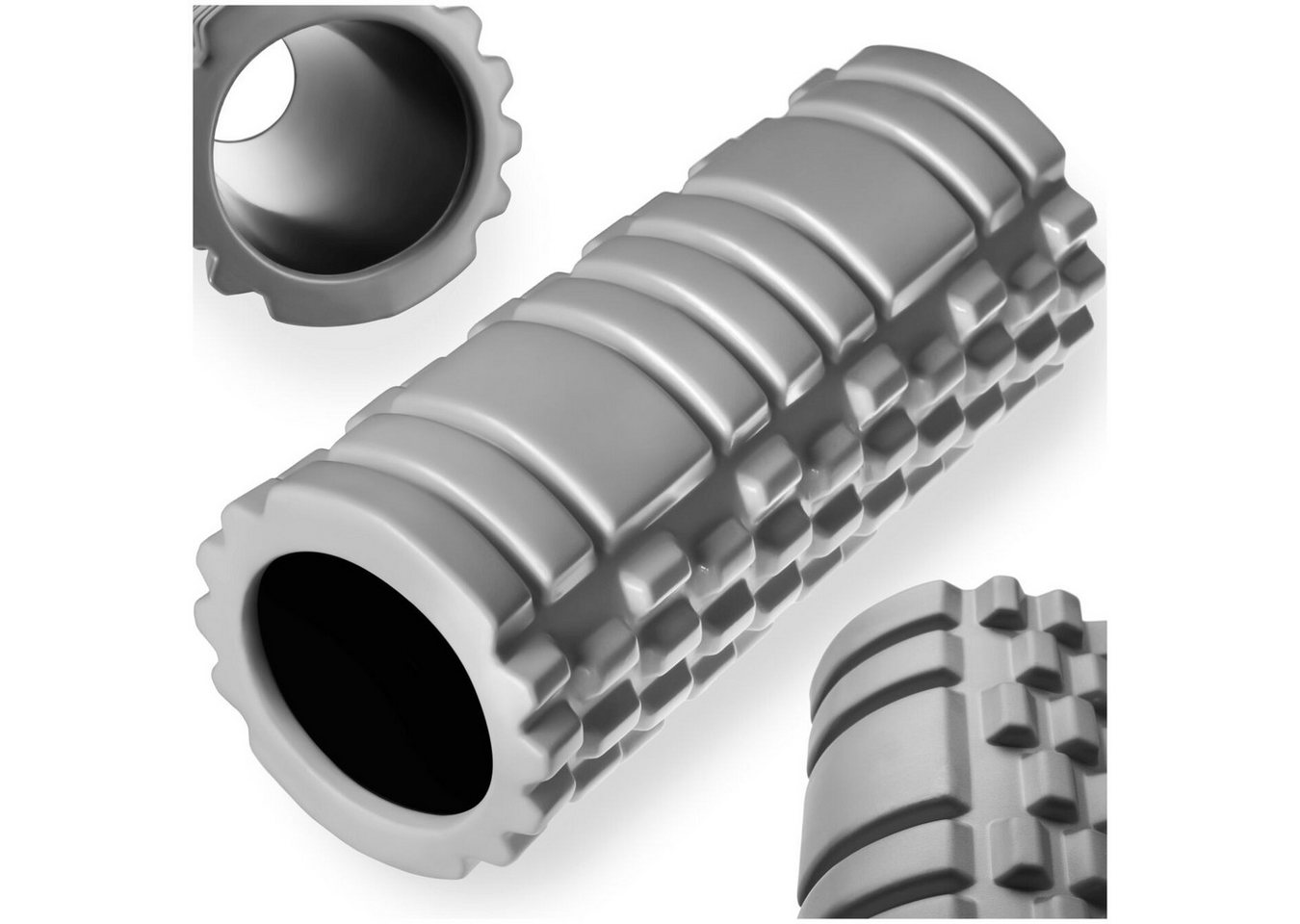 tectake Fitnessrolle Hartschaumrolle, leichte Reinigung, zur Triggerpunkt-Selbstmassage (Massagerolle, 1-tlg., in grau), 335 x 145 mm, zum Lösen von Verklebungen und Muskelverhärtungen
