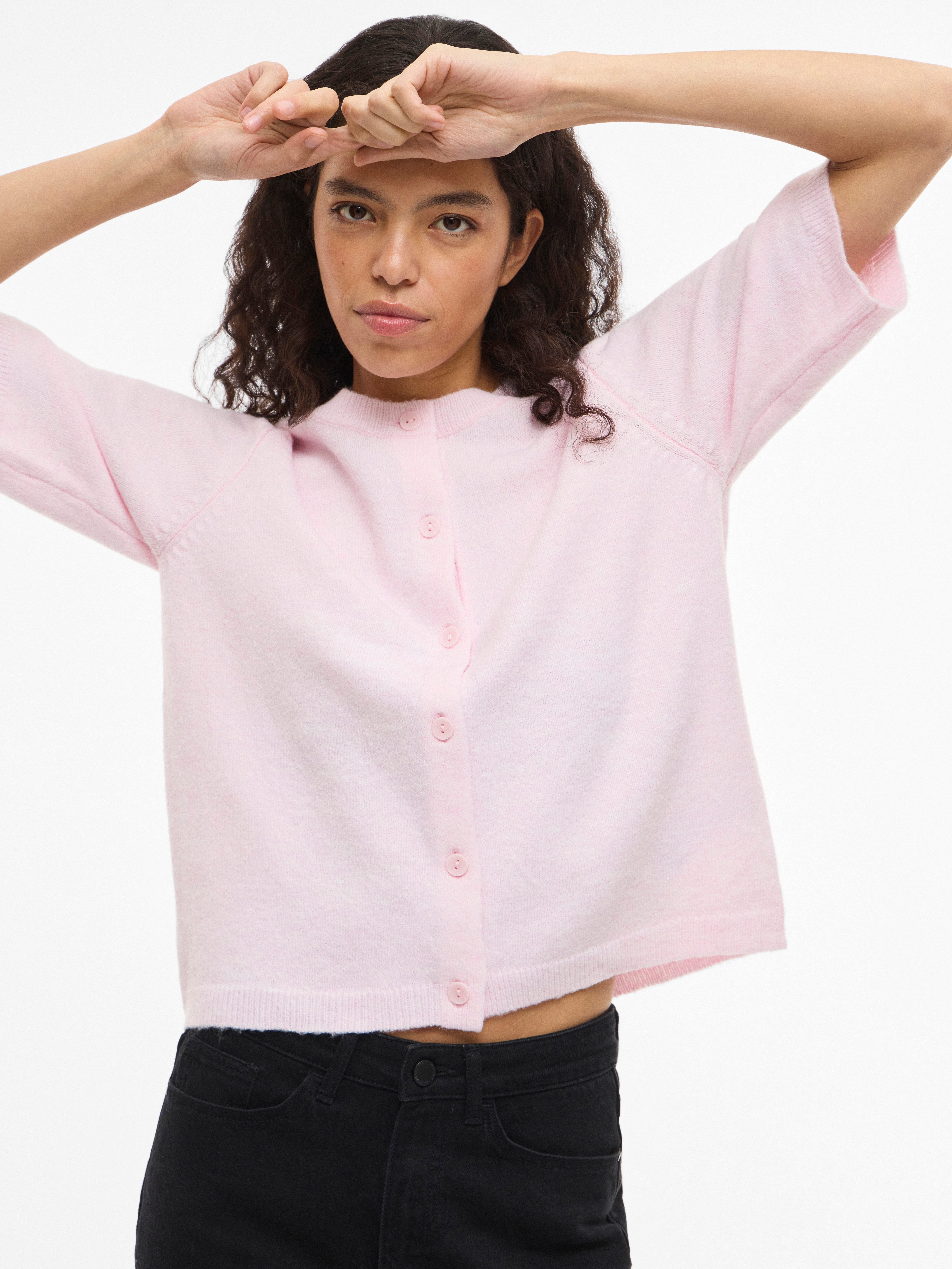 Vila Strickjacke VILIGA 2/4 O-NECK KNIT CARDIGAN - NOOS Materialmix, regular fit