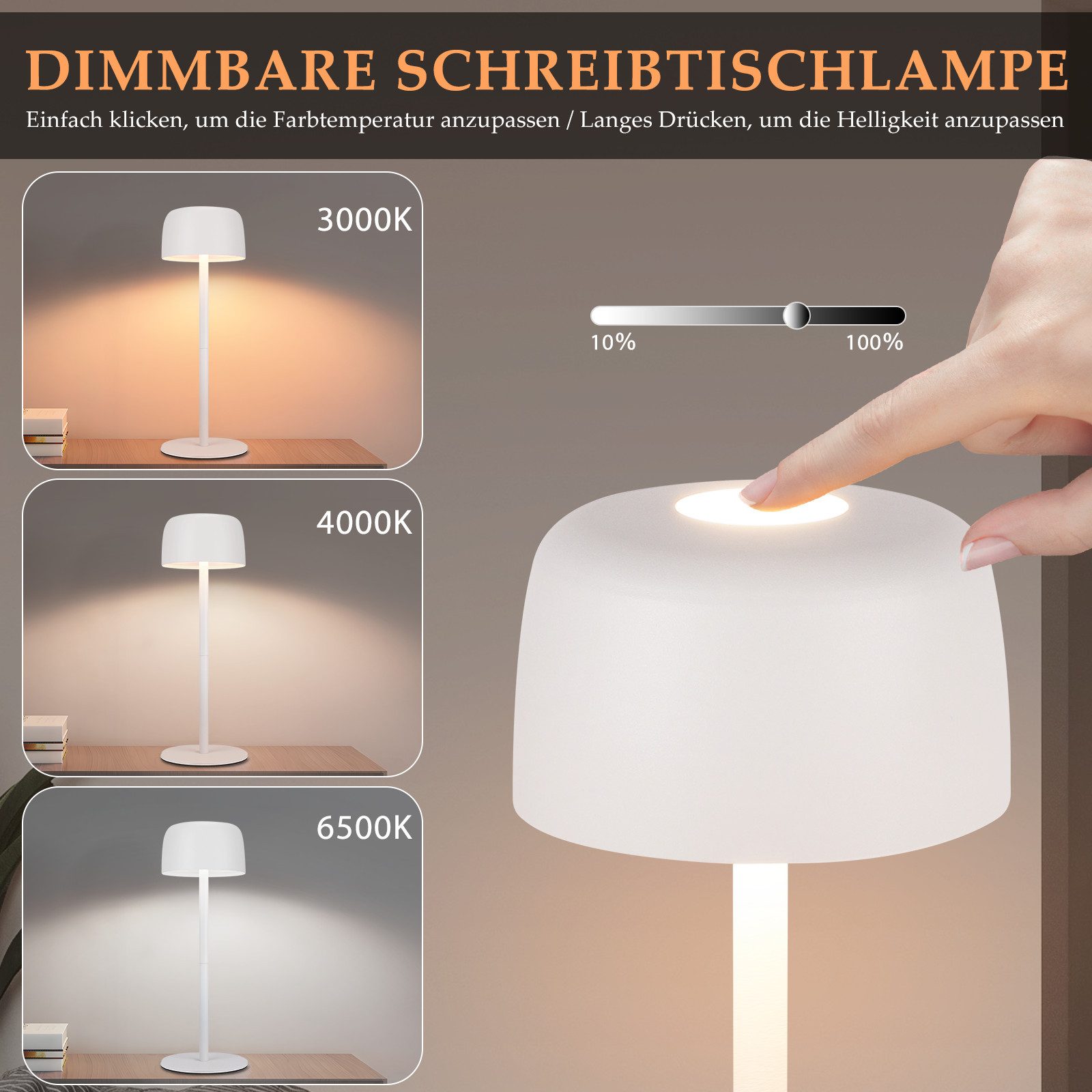 Nettlife LED Tischleuchte Kabellos 2ER Touch günstig online kaufen