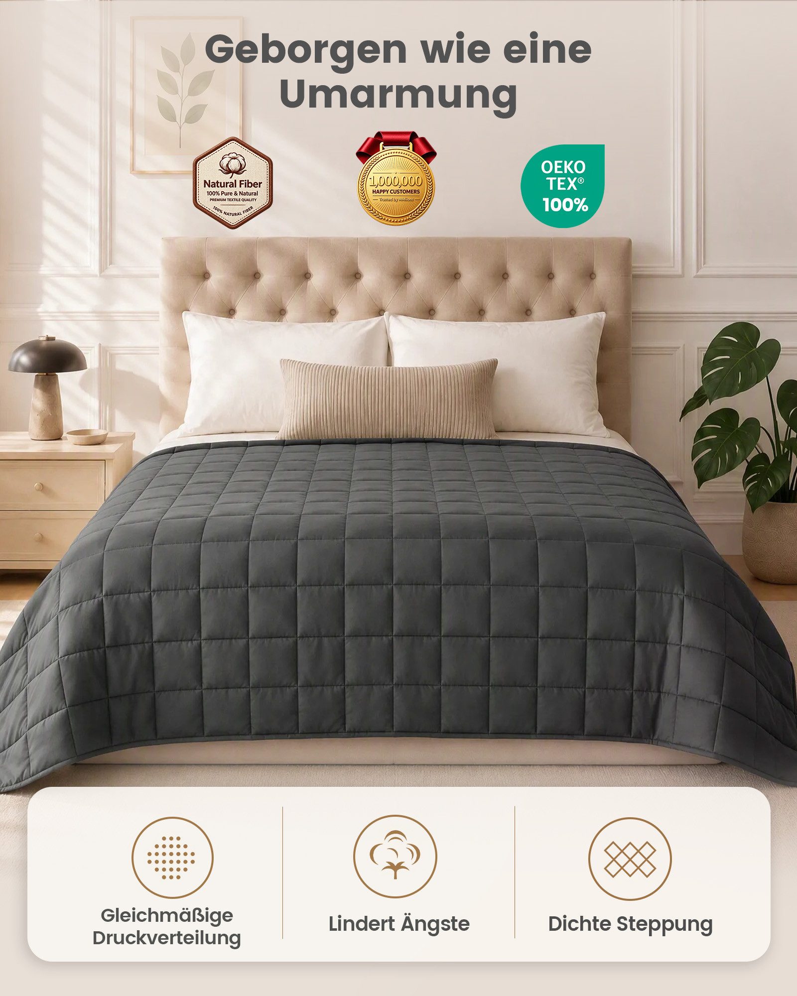 Good Nite Gewichtsdecke Gewichtsdecke Weighted Blanket Anti Stress Therapiedecke, schwere Decke Anti Erwachsene-Angst & Stress für tiefen Schlaf – Bild 5 von 5