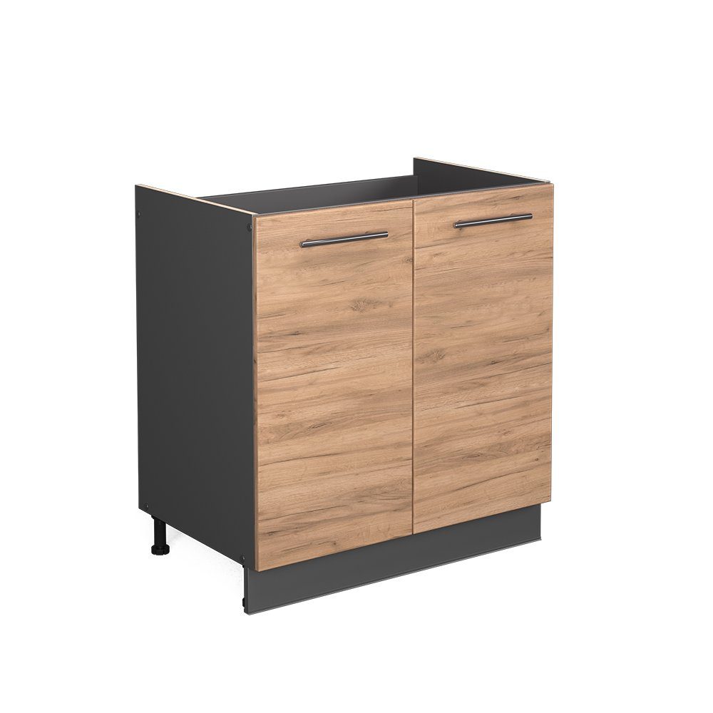 Vicco Unterschrank Fame-Line, Goldkraft Eiche/Anthrazit, 80 cm ohne Arbeitsplatte (1-St)