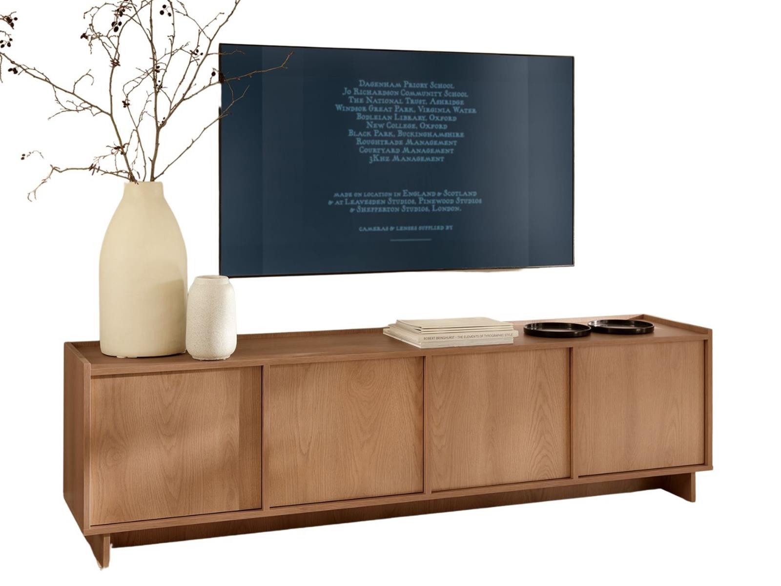 Compleo TV-Schrank Eiche Karamell KELLOS, Lowboard 195 cm, Japandi design