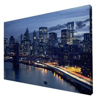wandmotiv24 Leinwandbild Skyline der Innenstadt von New York, Städte (1 St), Wandbild, Wanddeko, Leinwandbilder in versch. Größen