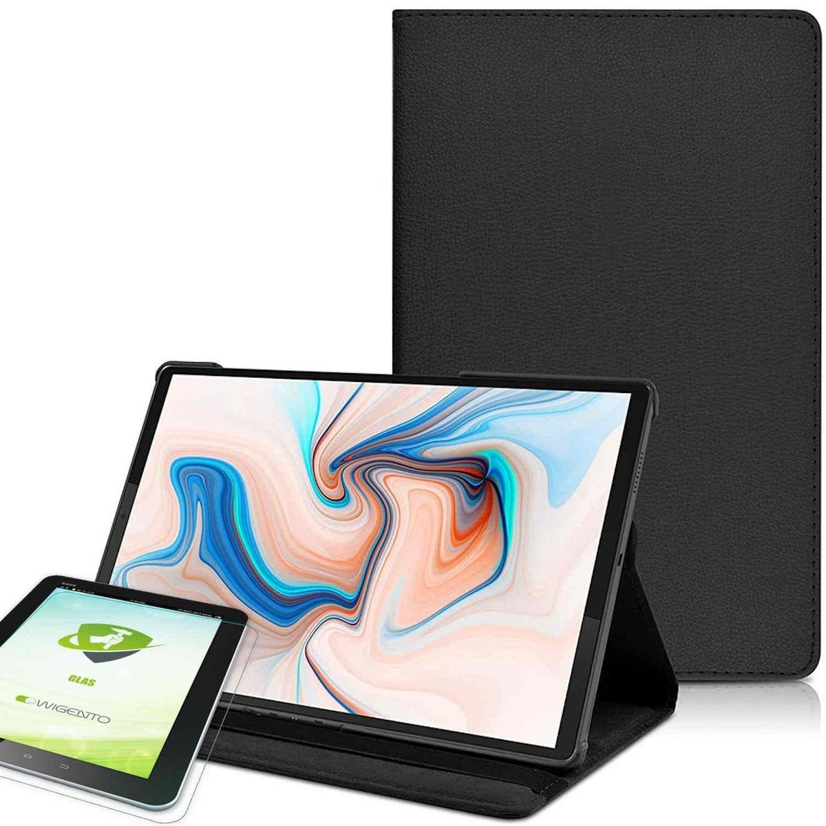 Wigento Tablet-Hülle Für Samsung Galaxy Tab A9 Plus Hülle Tablet Case Tasche + Hart Glas