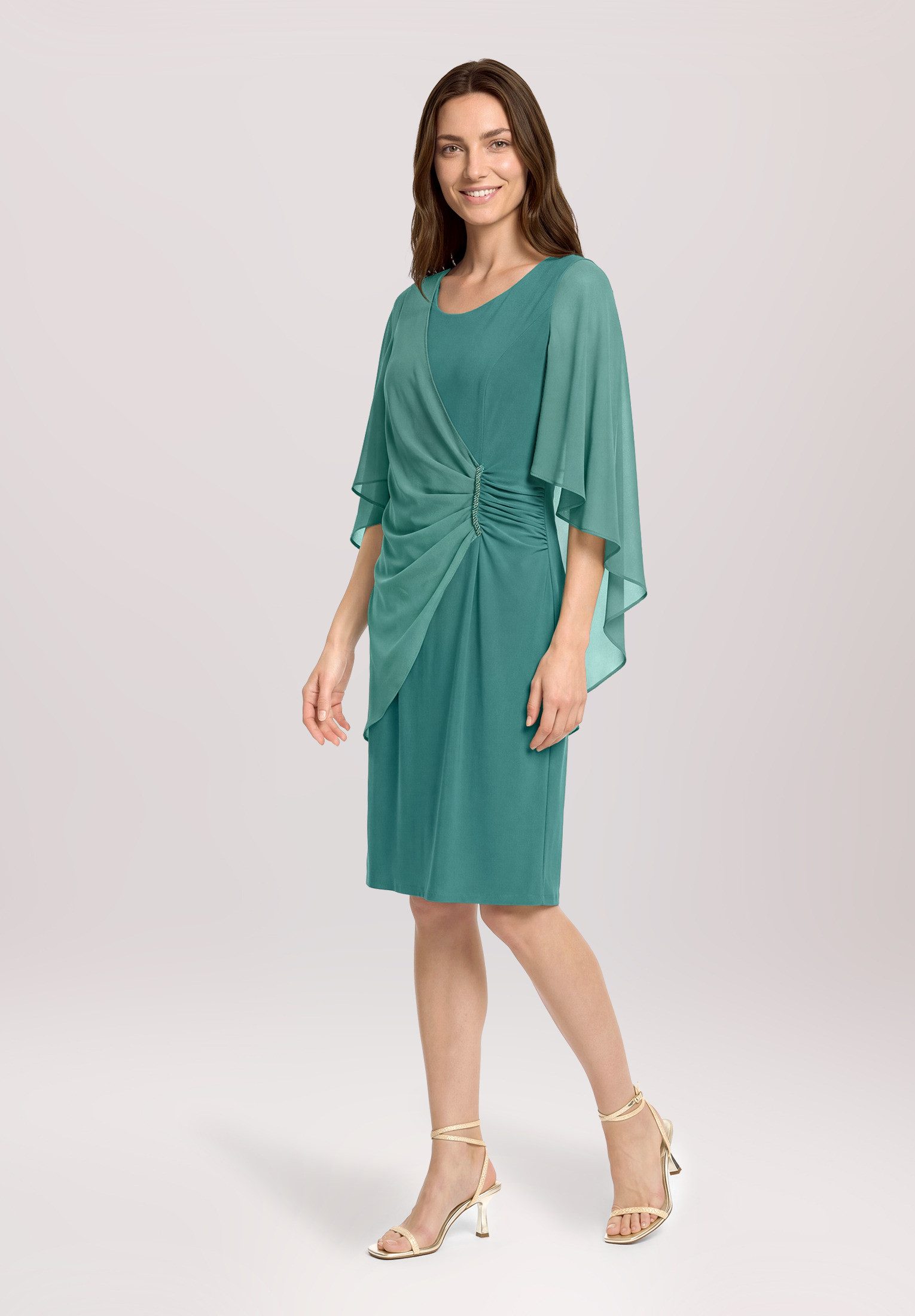 Vera Mont Cocktailkleid Damen mit Raffung Materialmix