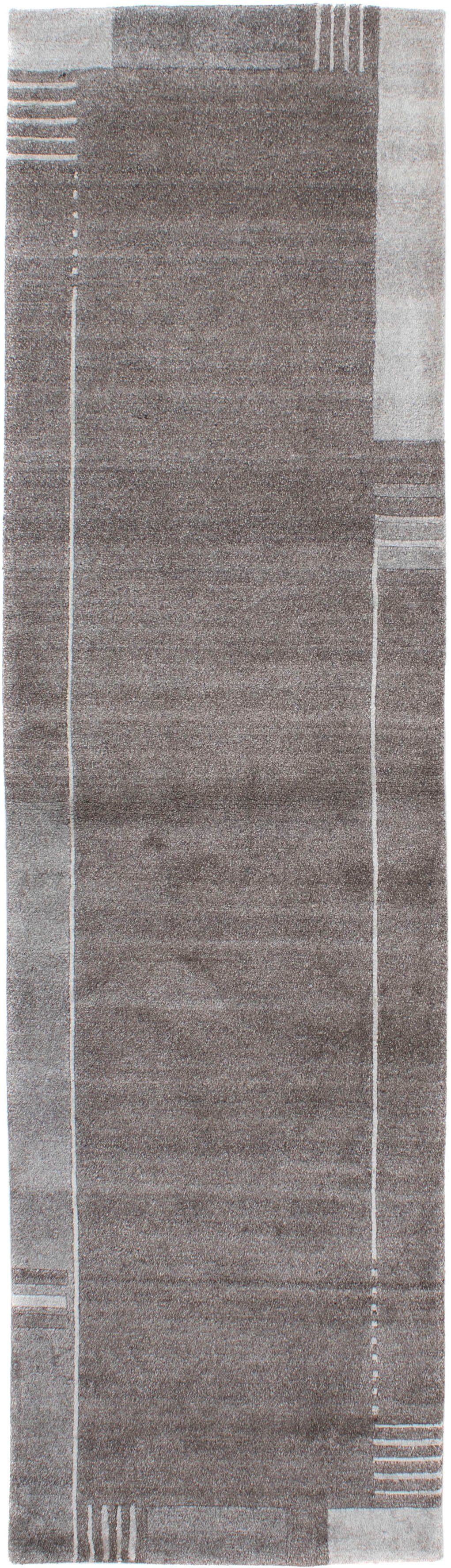 Wohnzimmer, Handgeknüpft, rechteckig, 300 - morgenland, - x mit Einzelstück Höhe: Nepal Zertifikat mm, 18 cm Wollteppich grau, 80