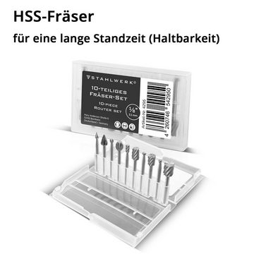 STAHLWERK Fräser-Set Fräser-Set für Multifunktionswerkzeuge, Set, 10-tlg., aus hochwertigem HSS-Stahl - Set beinhaltet 10 gehärtete HSS Fräser