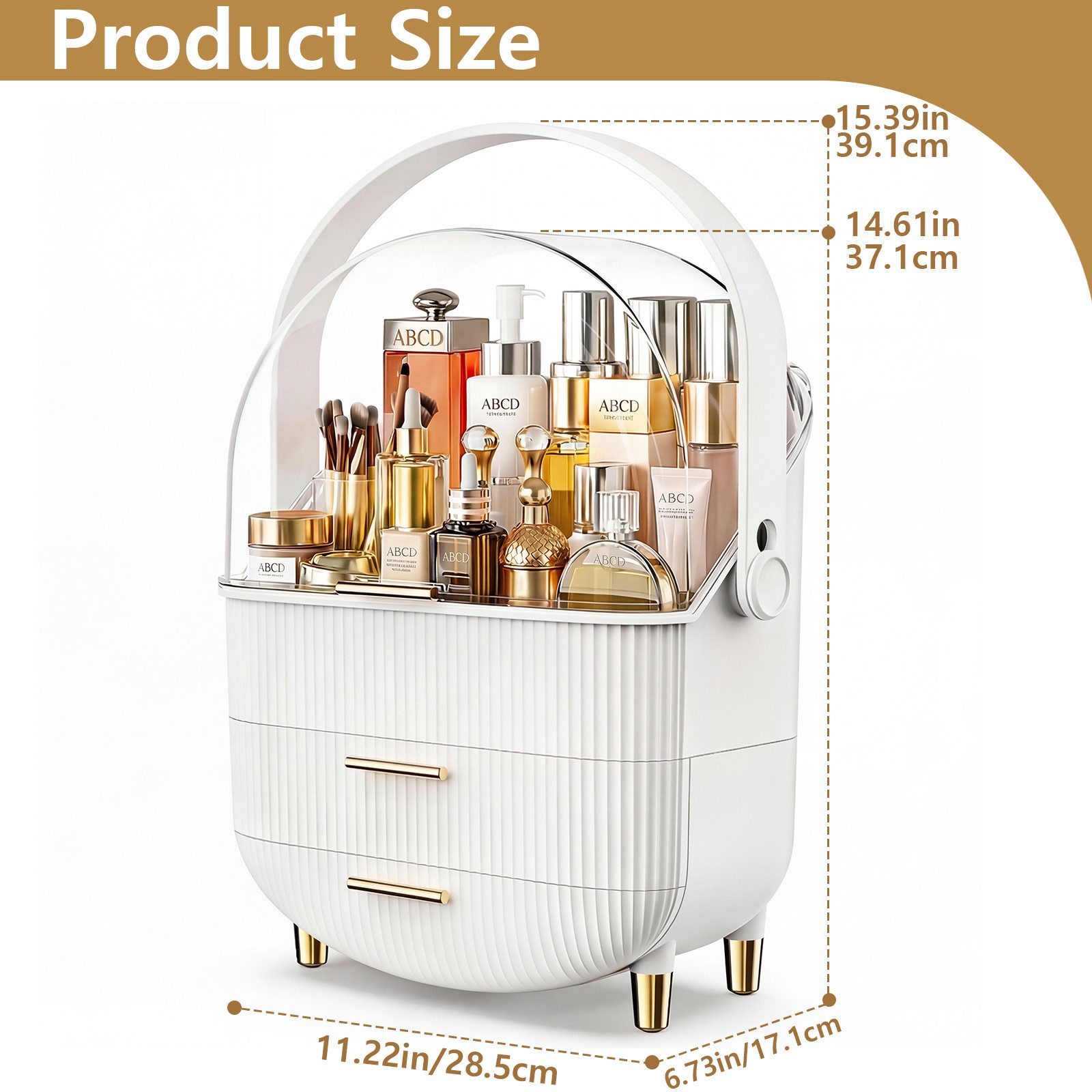 POPOLIC Make-Up Organizer Kosmetikbox mit sichtbarer Oberlicht-Schichtschublade