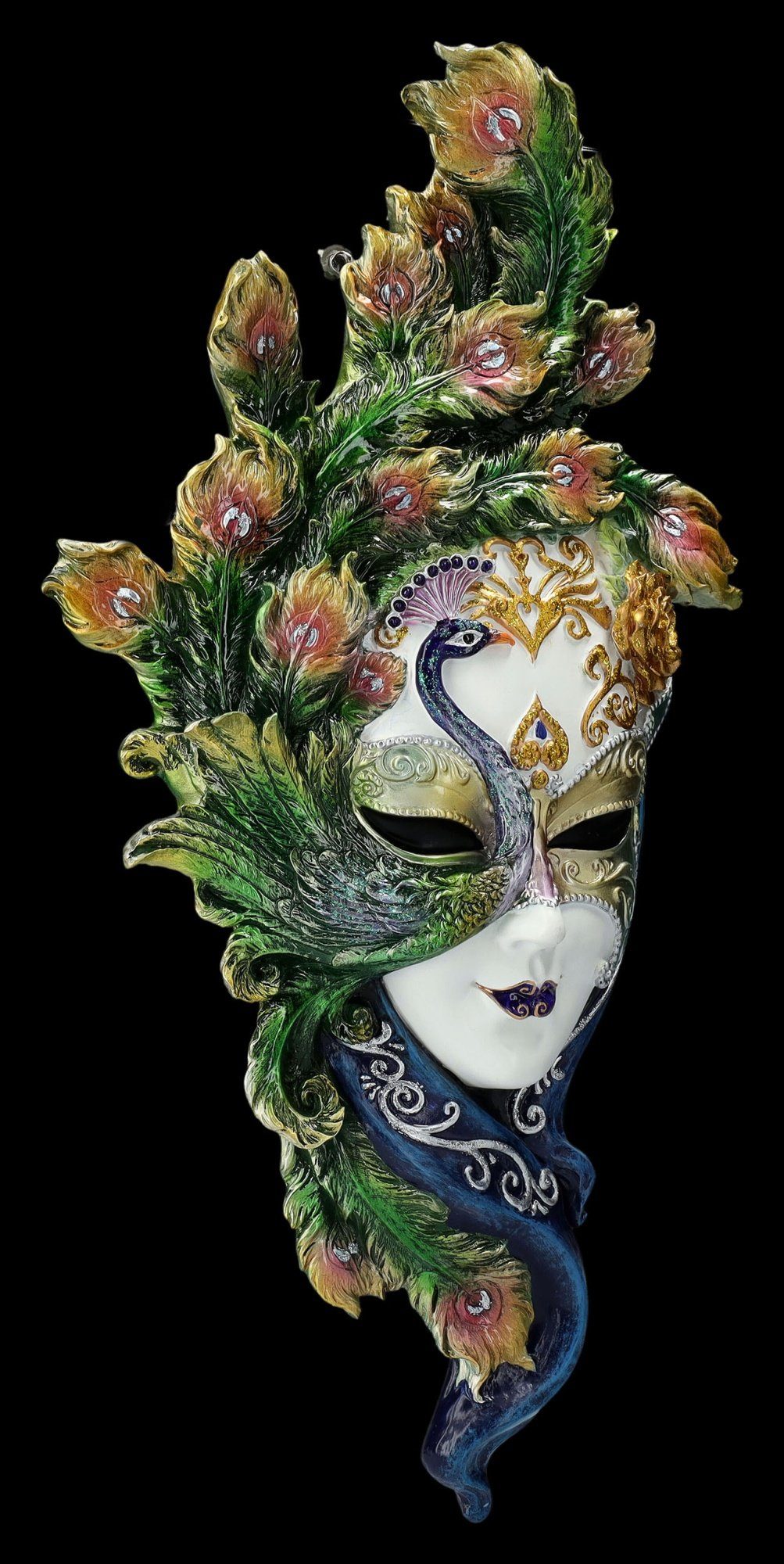 Figuren Shop GmbH Wanddekoobjekt Venezianische Maske - Peacock Garden weiß günstig online kaufen