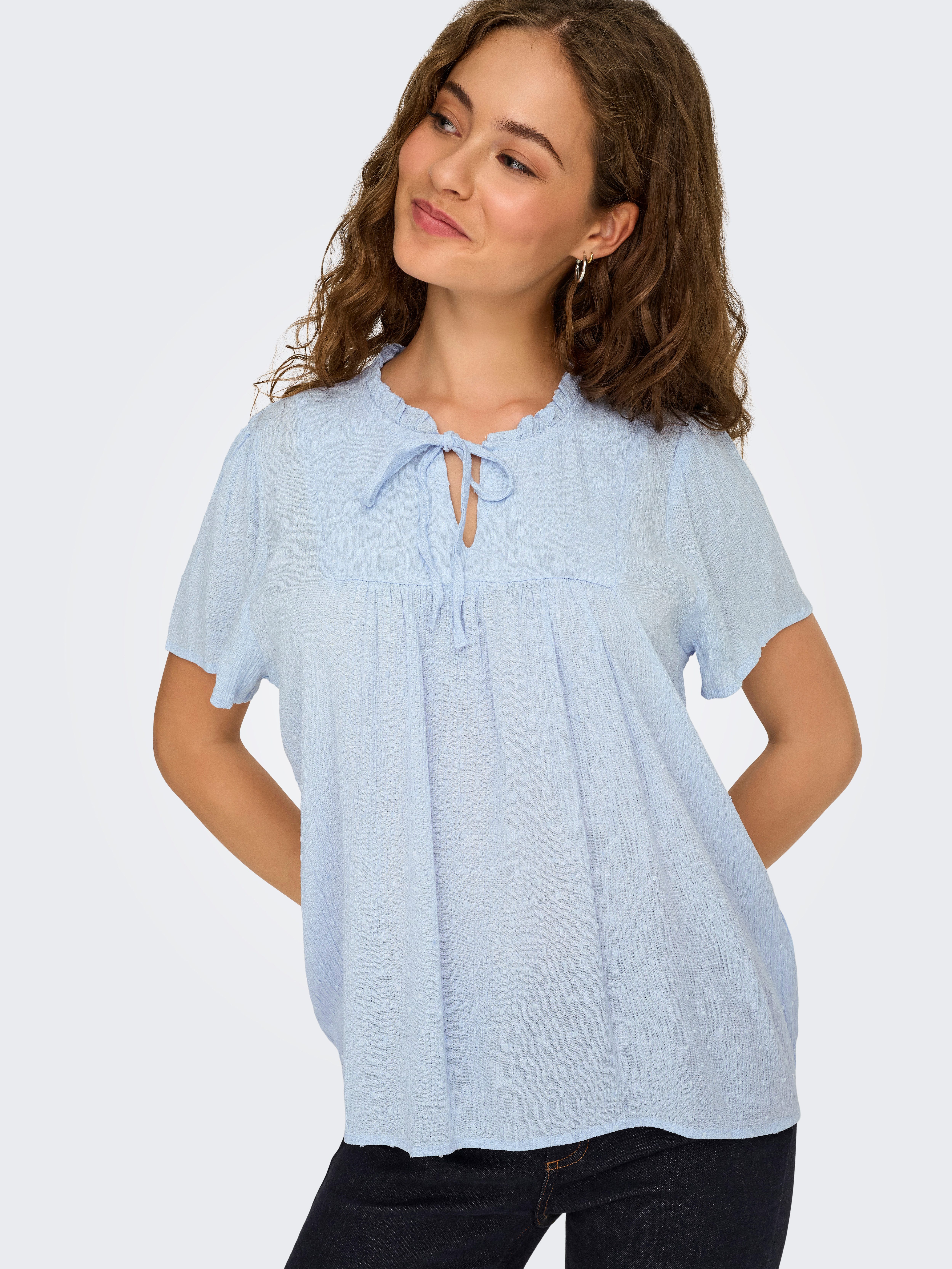 JDY Kurzarmbluse JDYLIMA LIFE S/S TOP WVN NOOS Viskose, loose fit