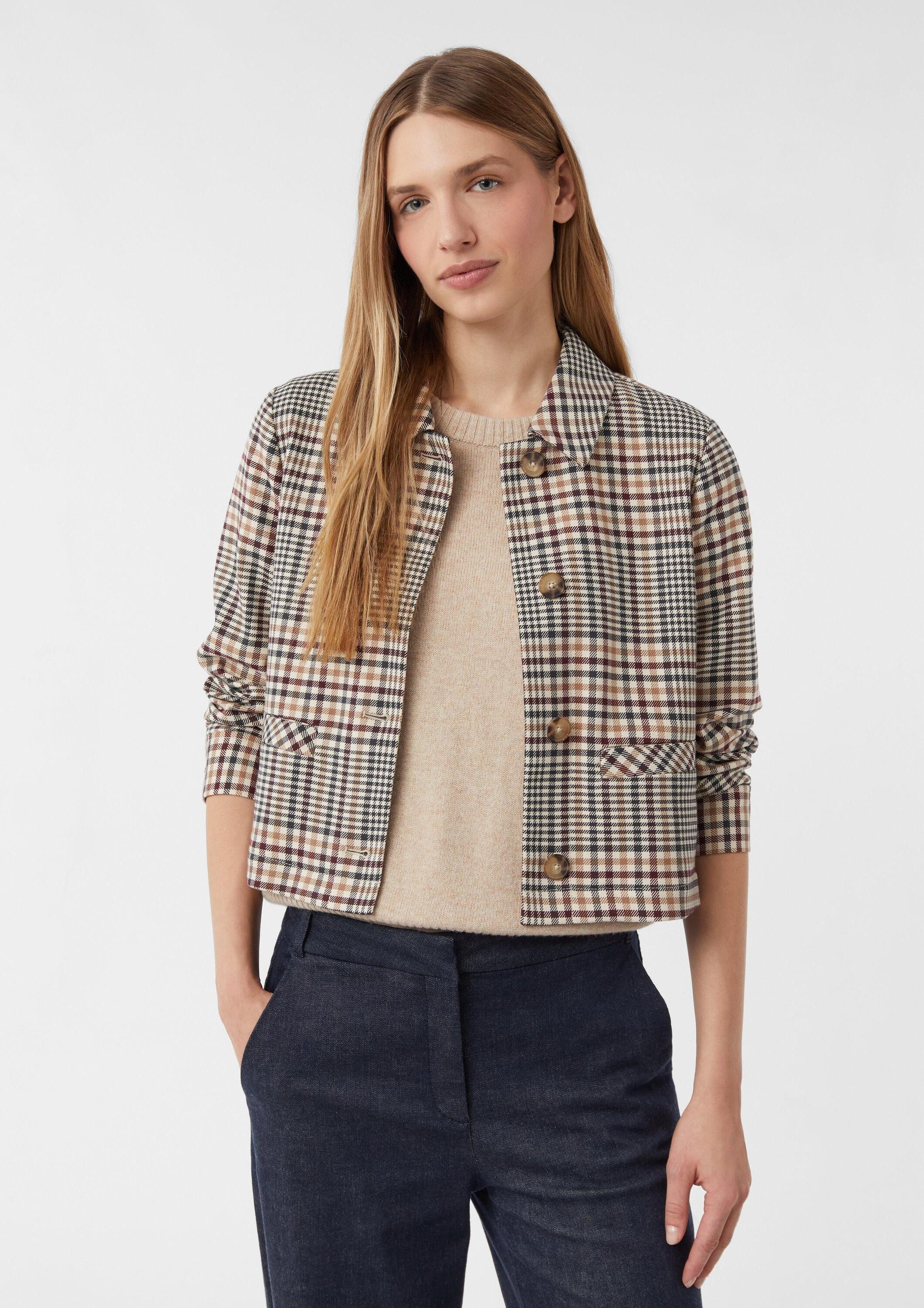 comma Funktionsjacke Indoor-Jacke Kurze Karojacke mit Leistentaschen (1-St)