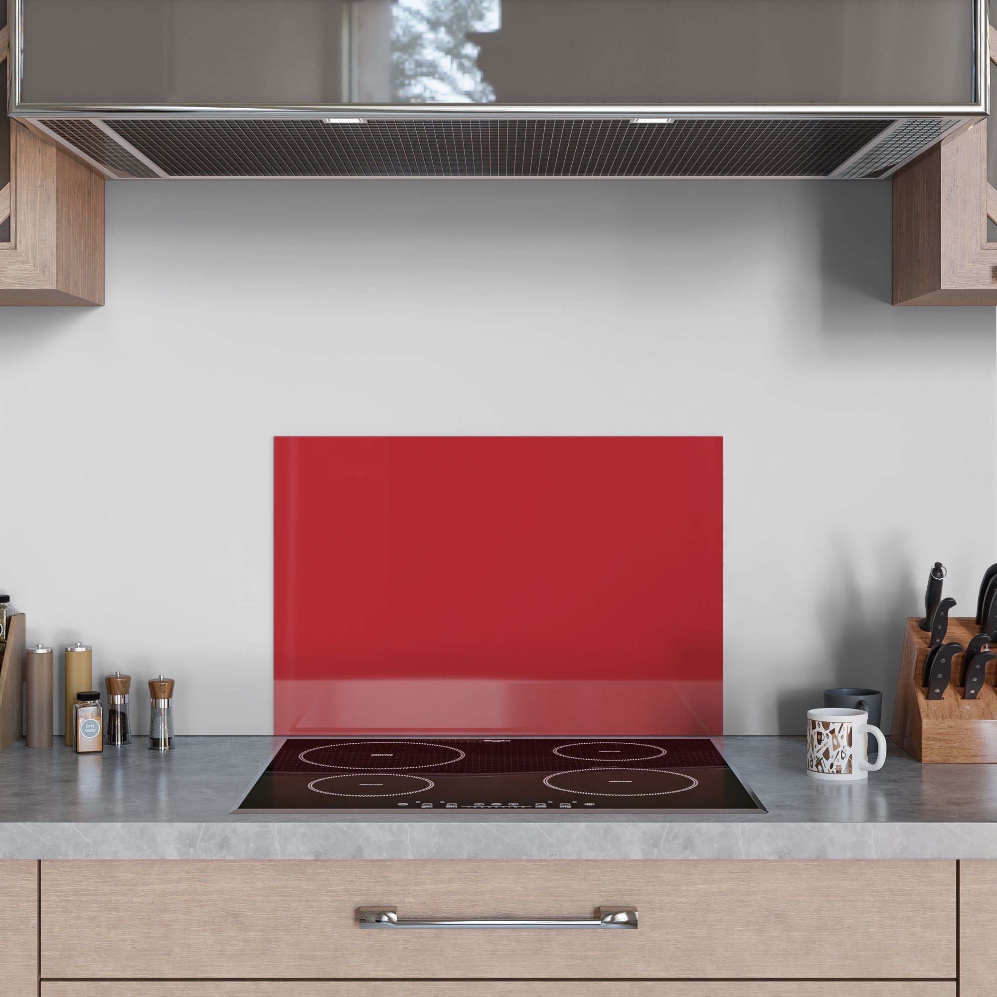 'Unifarben Rot', Küchenrückwand Herdblende Badrückwand DEQORI Spritzschutz - Glas