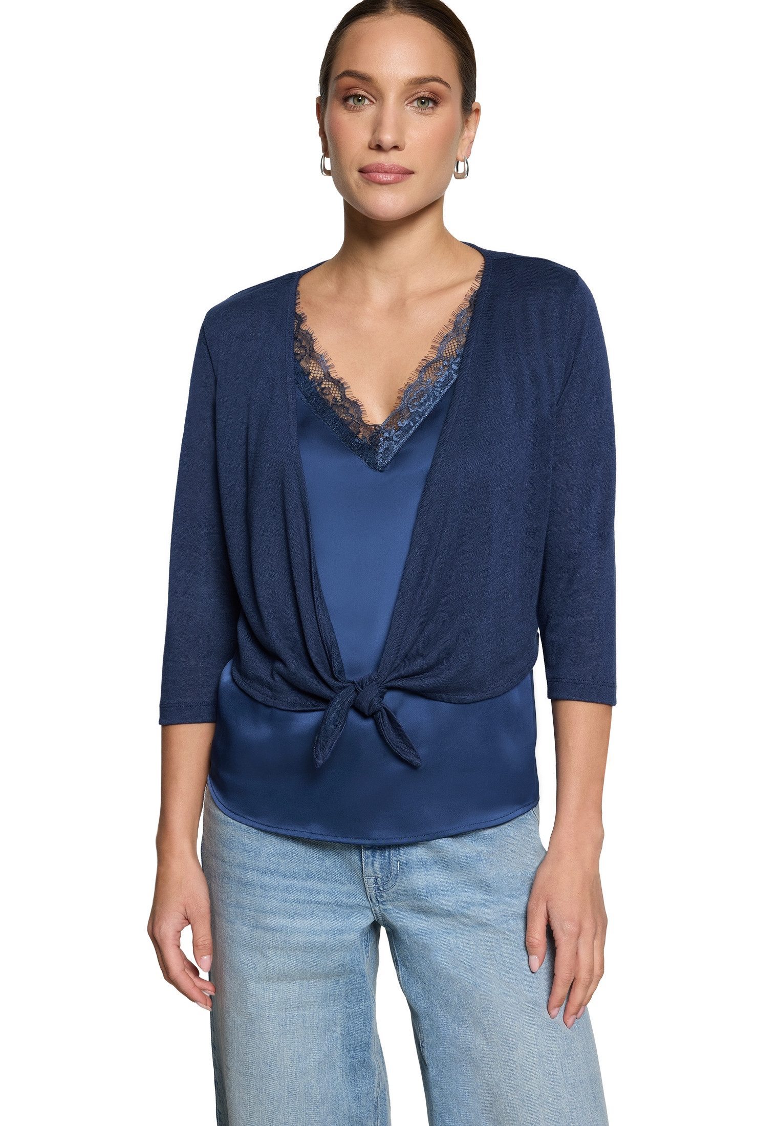 Zero Sweatjacke Damen mit 3/4 Arm Wickel-Design