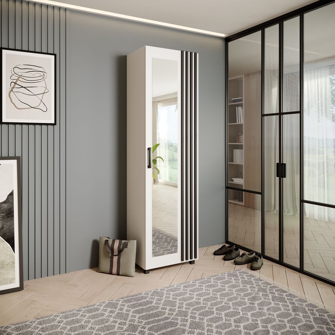 Beautysofa Garderobenschrank mit Tür und Spiegel LIVIA (passt perfekt in je günstig online kaufen