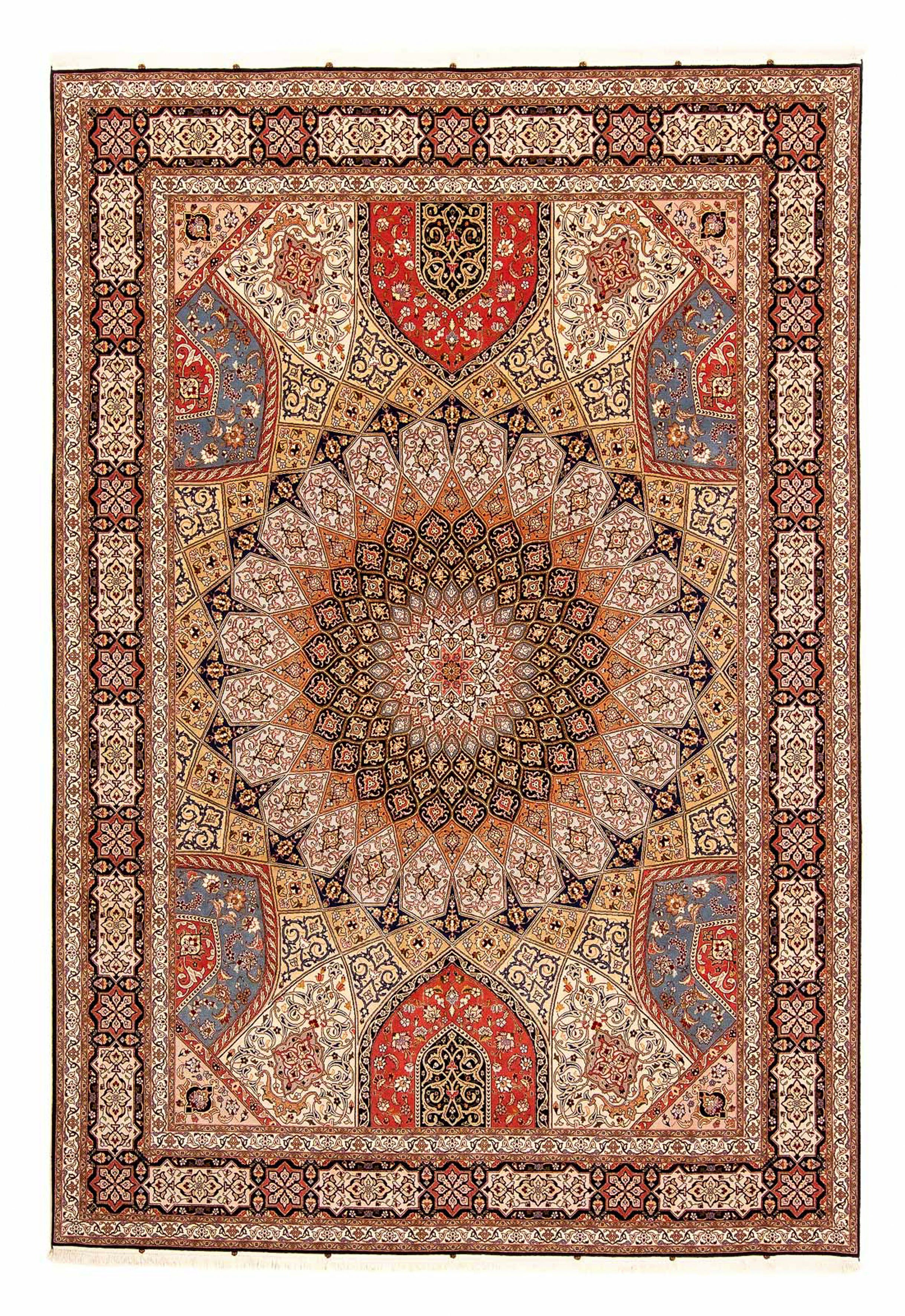 Orientteppich Perser - Täbriz x Handgeknüpft, Einzelstück rechteckig, 7 hellbraun, - - Zertifikat Wohnzimmer, mit Royal morgenland, mm, 253 cm - Höhe: 358