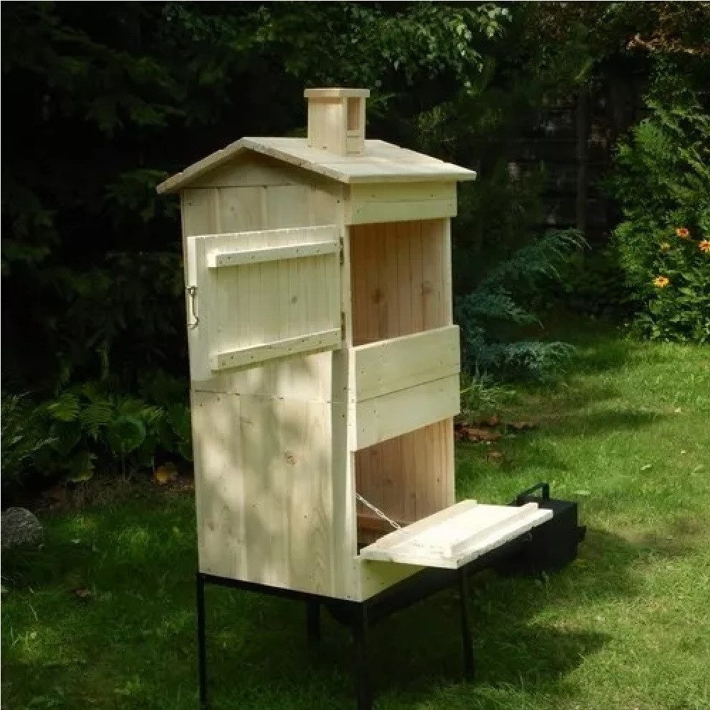 QLS Räucherofen 550x50x120 cm, Mit Kamin groß doppelt Fichteholz Garten Feuerkammer