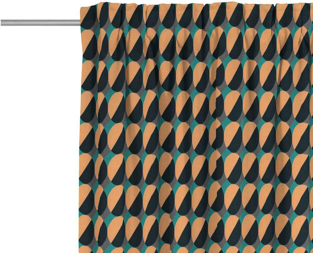 Vorhang Circles, aus Multifunktionsband Bio-Baumwolle nachhaltig St), blickdicht, orange/dunkelblau/türkis Jacquard, (1 Adam