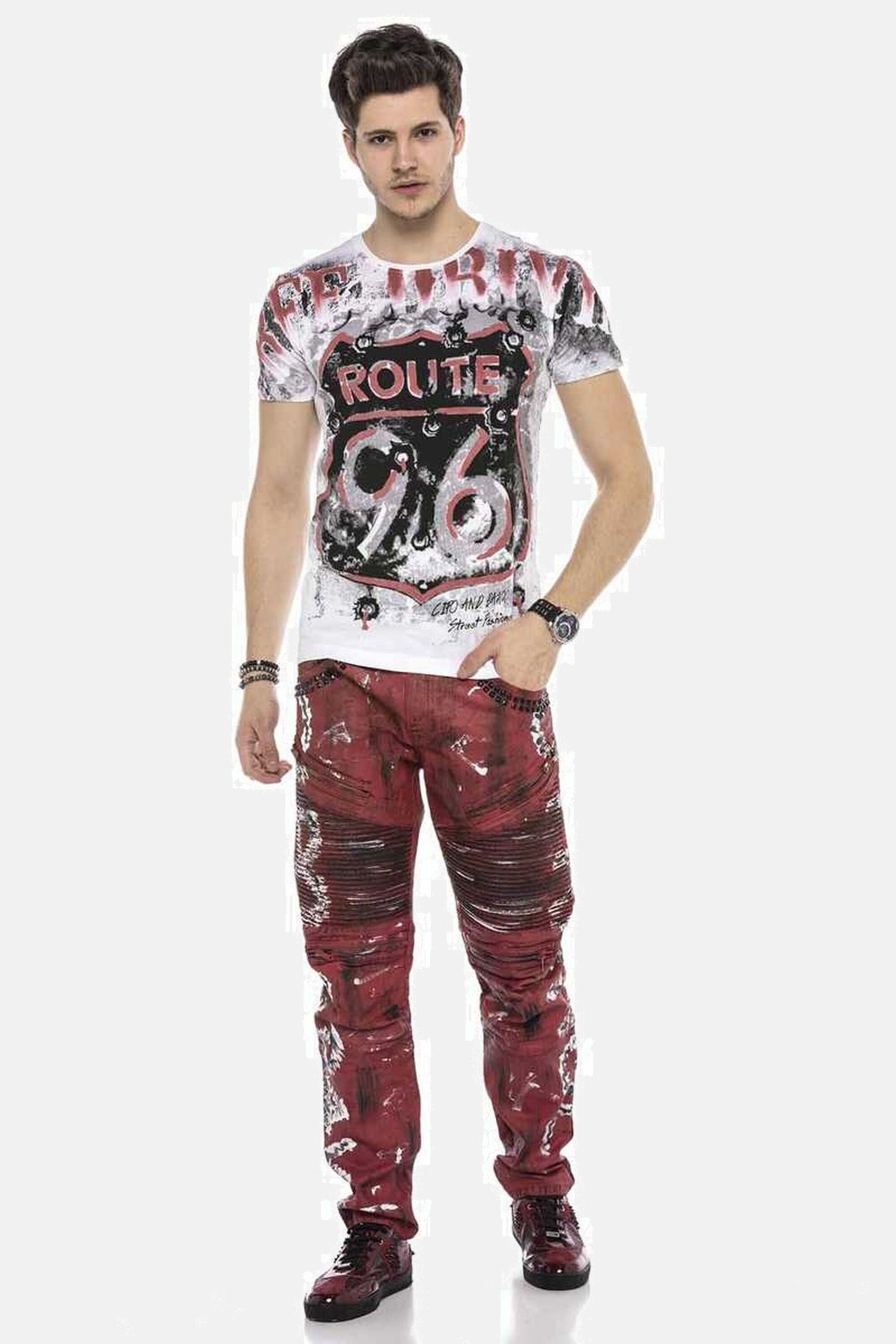 Cipo & Baxx Slim-fit-Jeans DENIM Röhrenjeans mit Farbbeschichtung, CD608