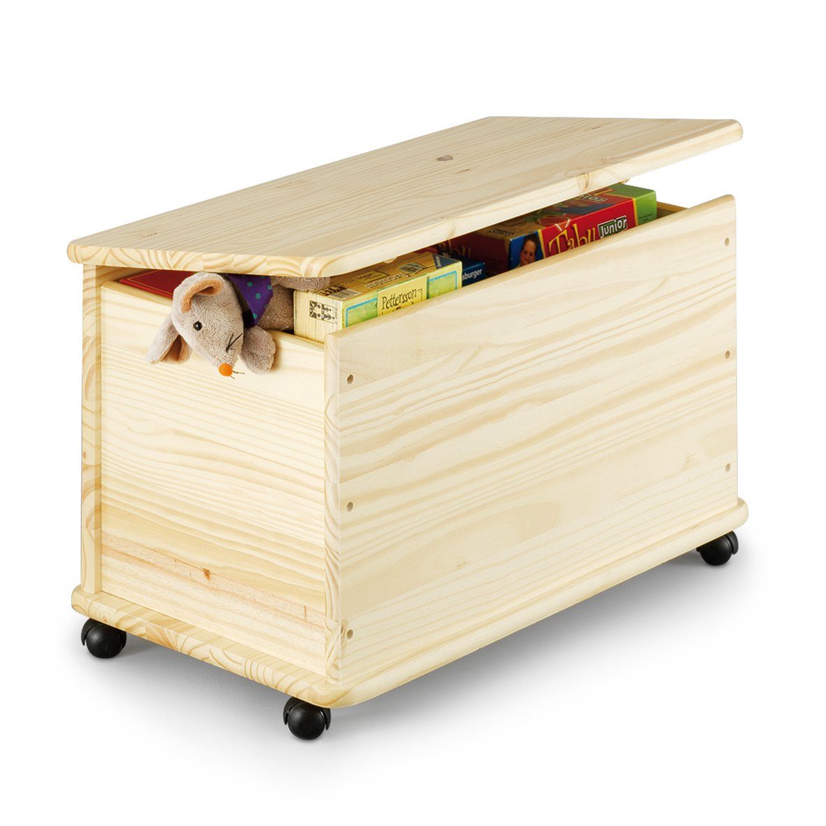 Zeller Present Aufbewahrungskorb Spielzeugkiste mit Rollen, Kiefer