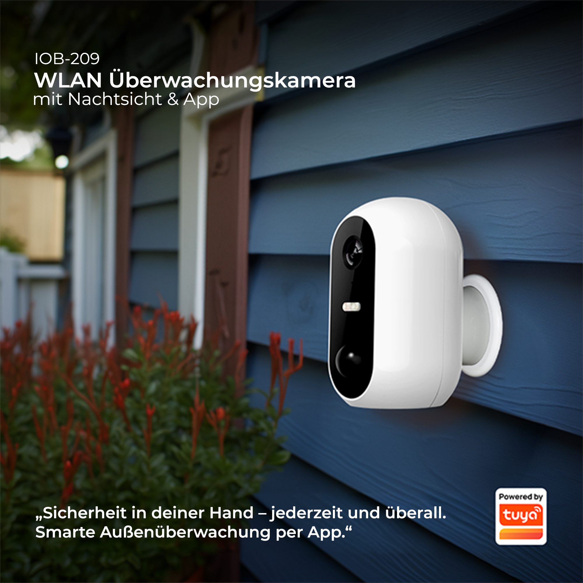 Denver Überwachungskamera IOB-209 (Innen & Außen, Bewegungssensor, IR-Nachtsicht, Zwei-Wege-Audio (Mikro+Lautsprecher)