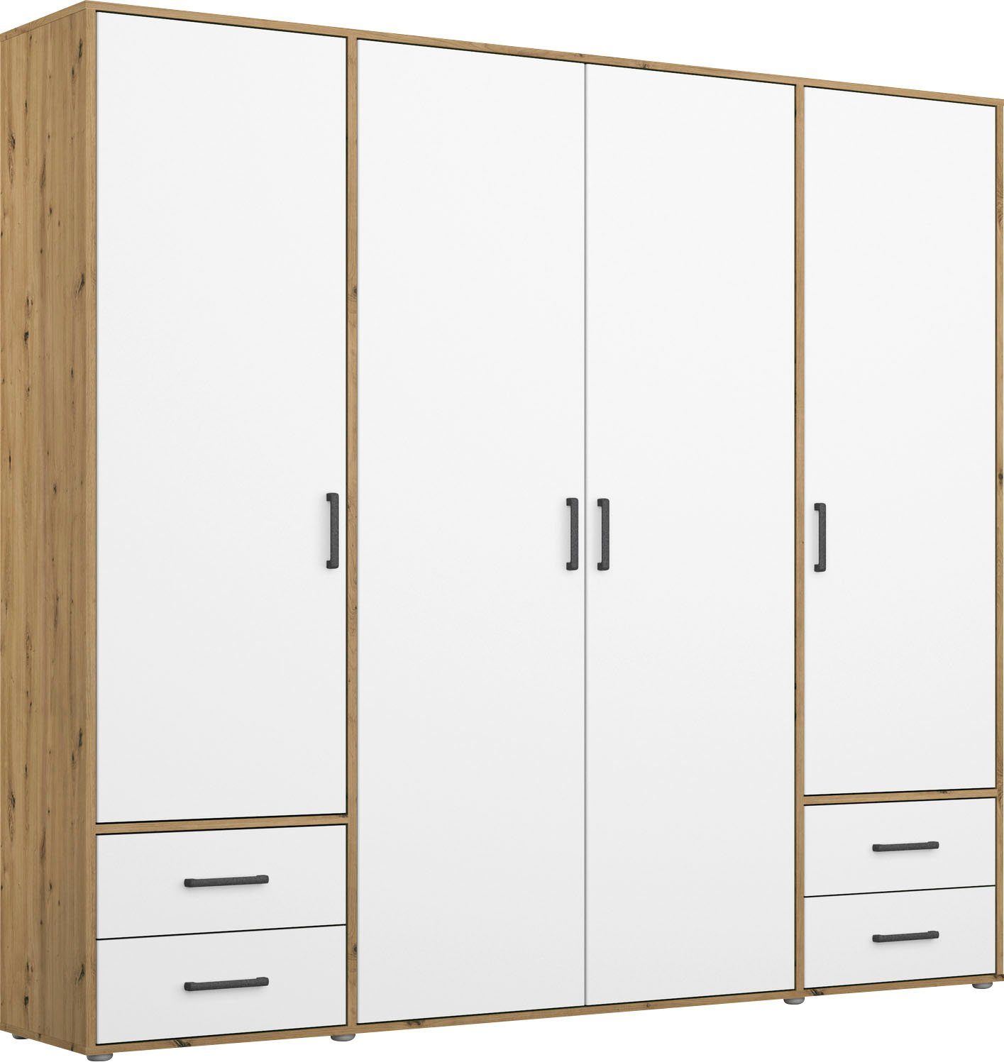 rauch Drehtürenschrank Kleiderschrank Schrank Garderobe Wäscheschrank VOYAGER (in 3 verschiedenen Ausstattungen BASIC/CLASSIC/PREMIUM) mit 2 modernen Griffvaria – Bild 2 von 5