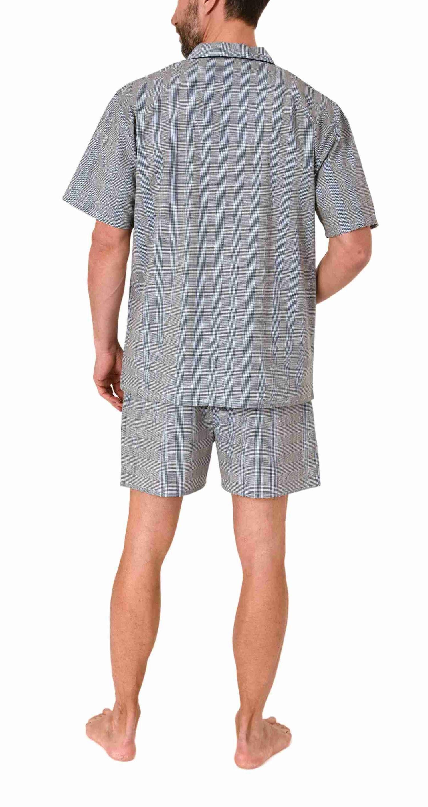 Normann Pyjama Herren Schlafanzug Shorty Pyjama kurzarm gewebt zum Knöpfen – Bild 3 von 3