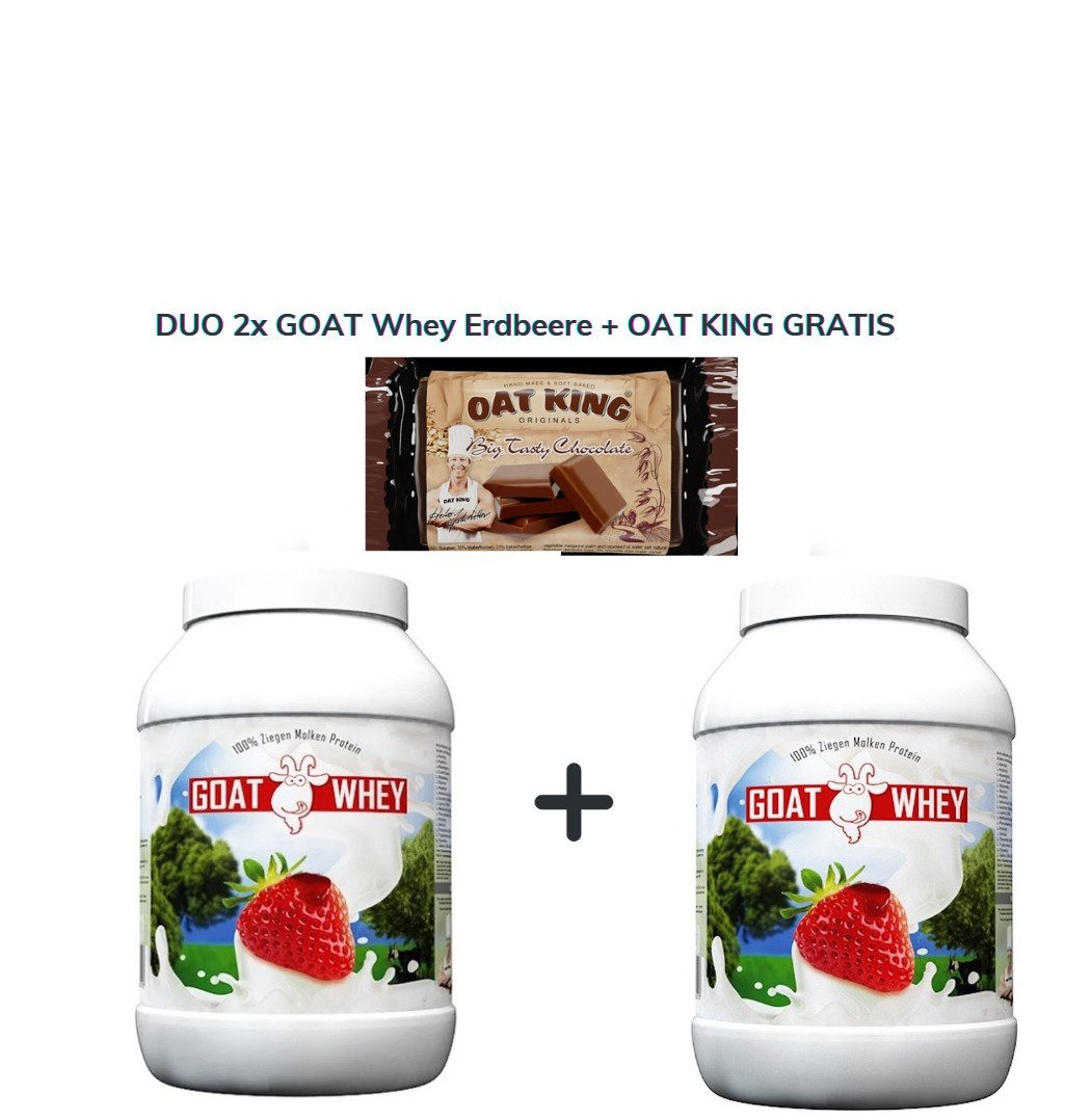 LSP 2x 1800g GOAT Сыворотка Ziegenmolken Protein Erdbeere +1 OAT KING GRATIS Pulver, 1 er Packung, Dose à 1,00 St., 3600 g, laktosefrei