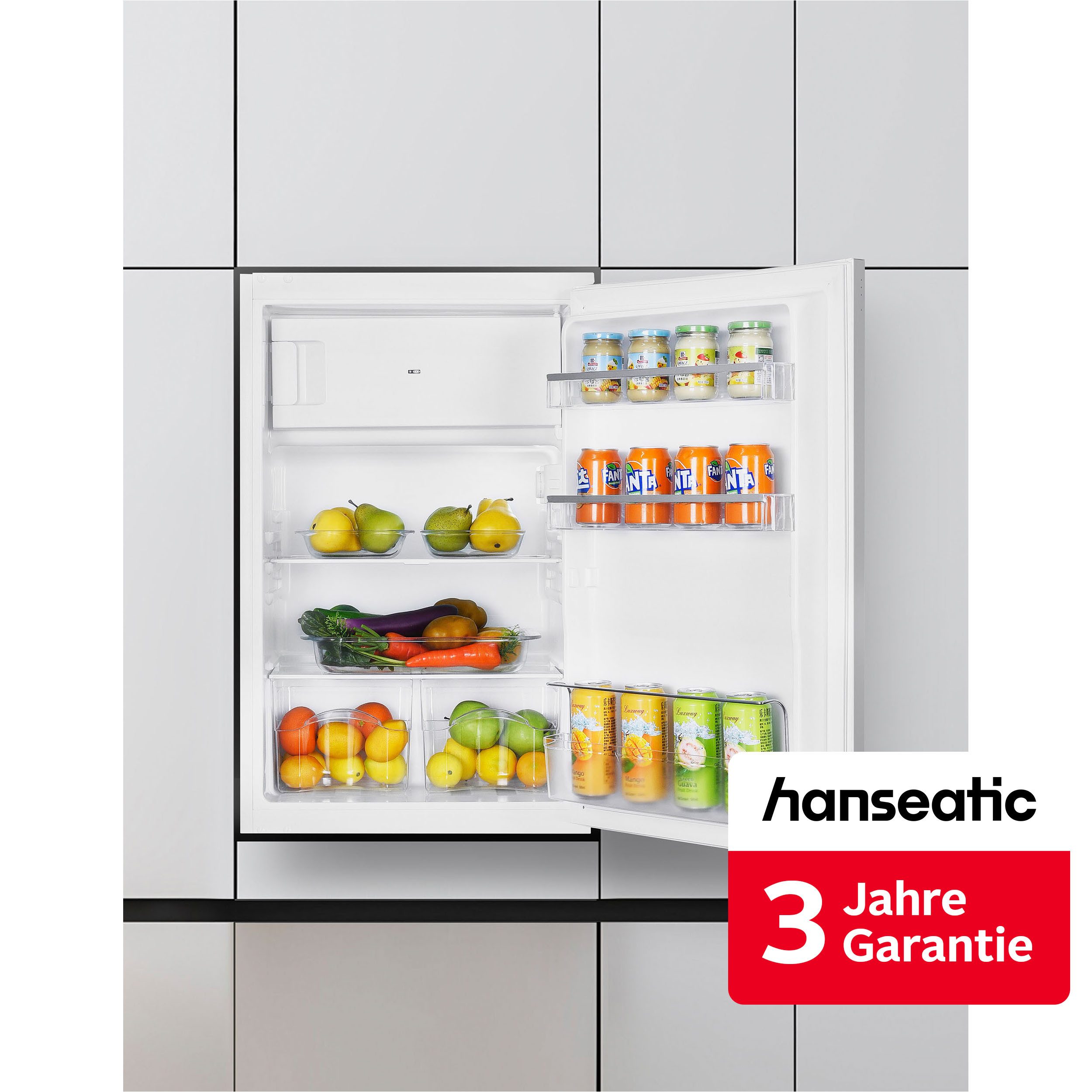 Hanseatic Einbaukühlschrank HEKS8854GD, 87,5 cm hoch, 54 cm breit, inkl. 3 Jahre Herstellergarantie