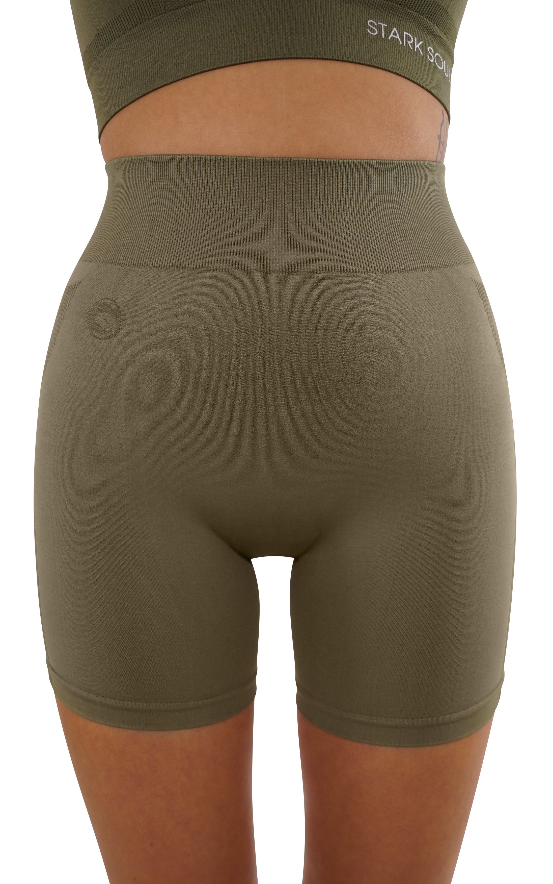 Stark Soul® Trainingsshorts Seamless kurze Leggings OPAQUE in Unifarben Olive