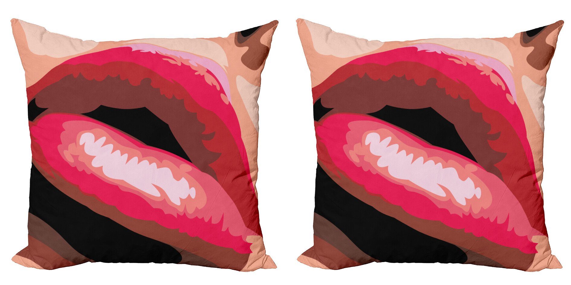 Kissenbezüge rote Doppelseitiger Modern Accent Abakuhaus Charme Stück), mit Lippen Frau Digitaldruck, Retro Mouth (2