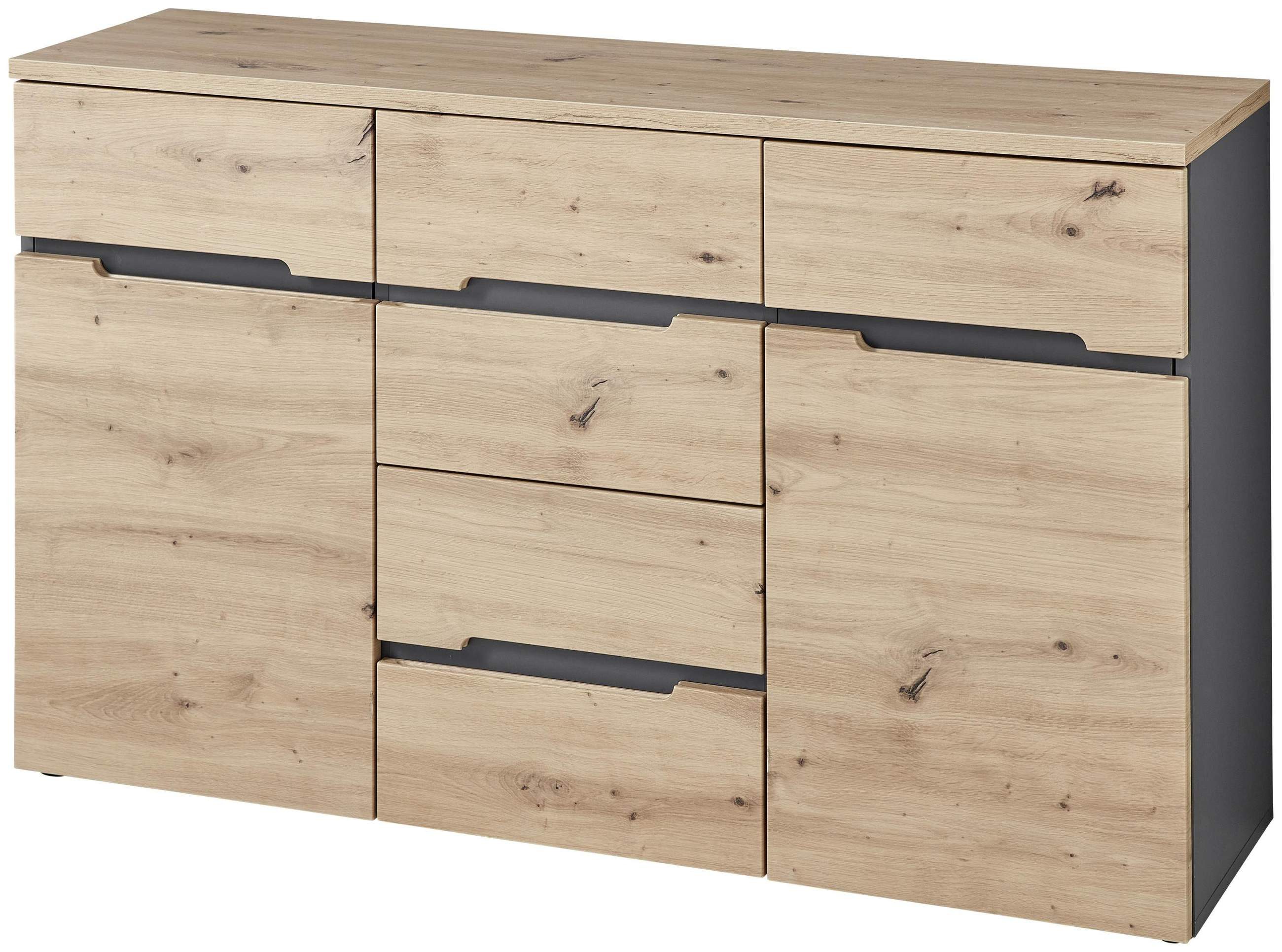 Innostyle Mehrzweckschrank Kommode MEMPHIS GH27 2-türig Artisan Eiche Graphit Nachbildung