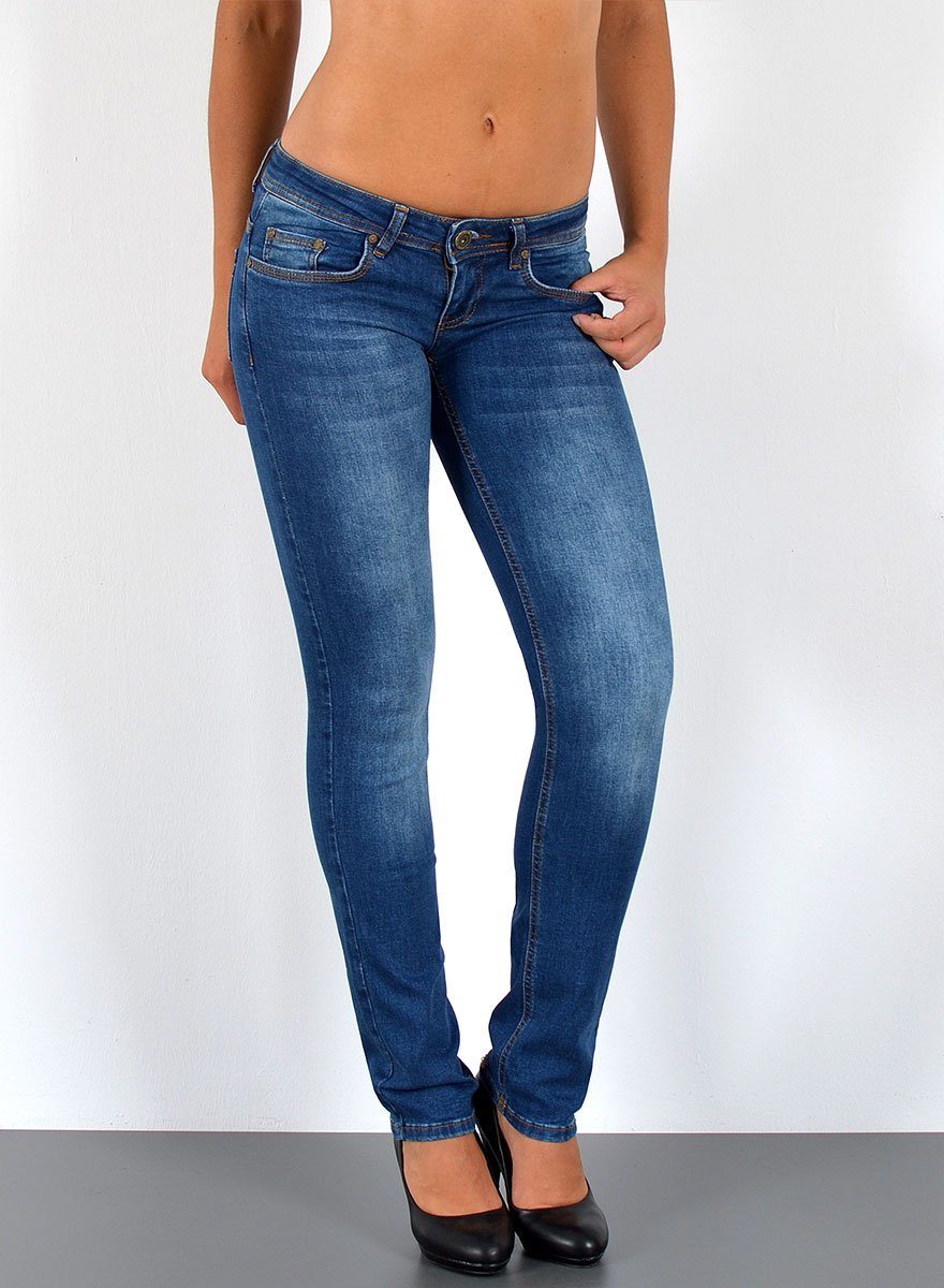 ESRA Straight-Jeans Low Waist Damen Jeans Straight Fit niedrige Leibhöhe Stretch-Jeans G9 Jeans Damen Straight Fit Gerade Schnitt Jeans Tief-Bund Hüftjeans