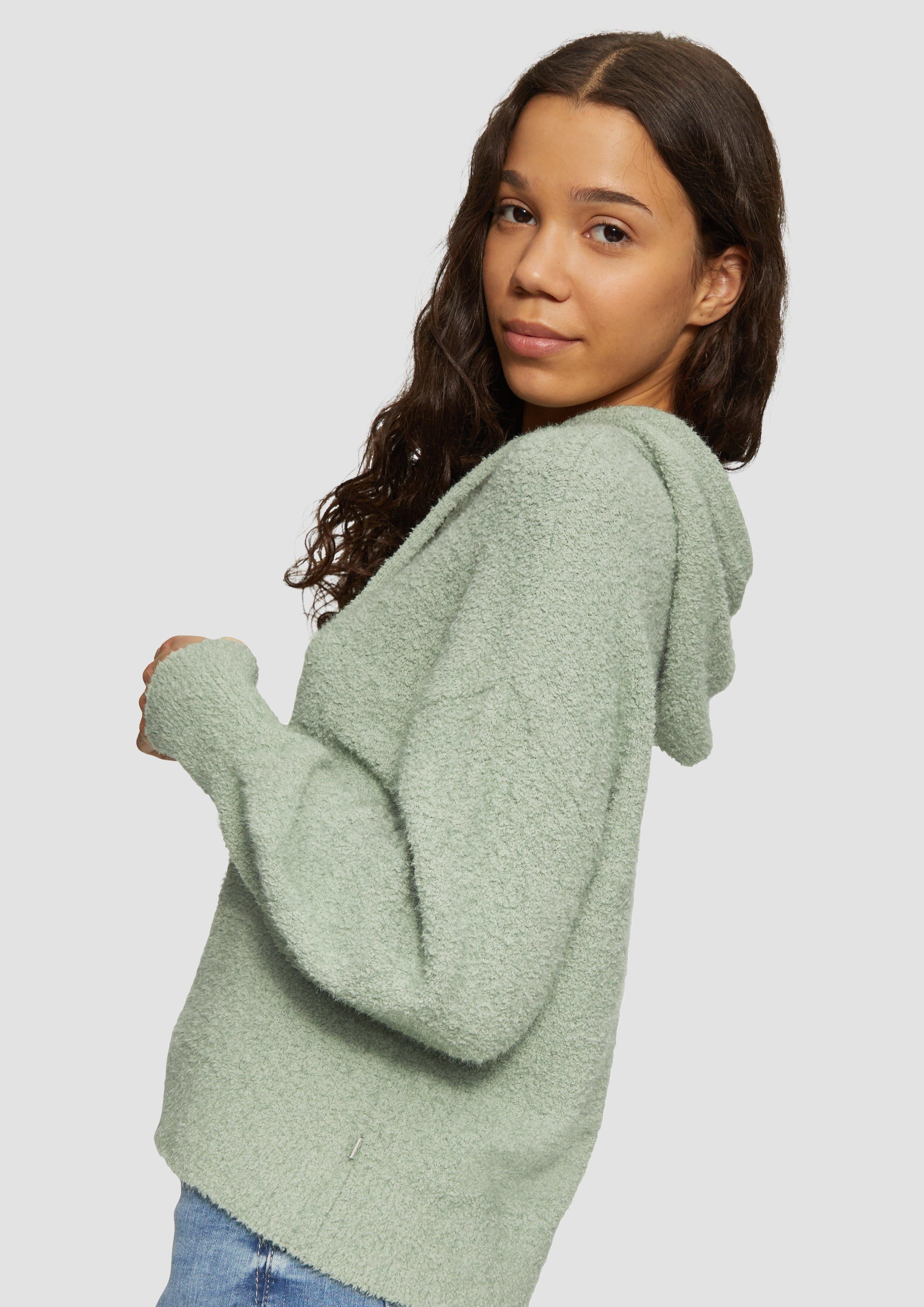 QS Strickpullover Flauschiger Strick-Hoodie günstig online kaufen