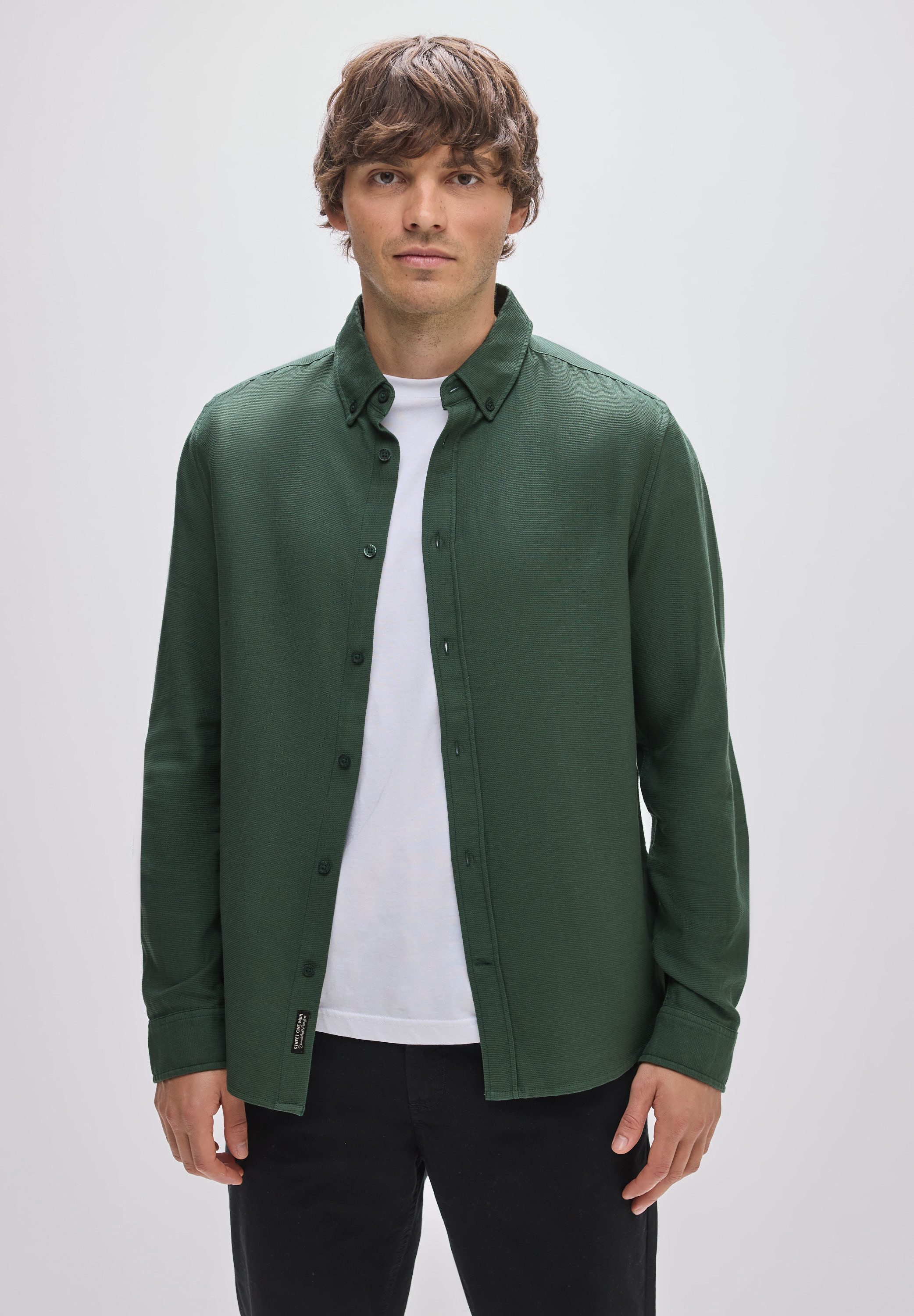 STREET ONE MEN Langarmhemd mit Knopfleiste günstig online kaufen