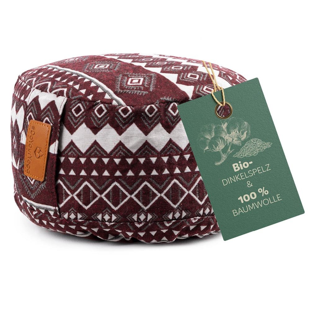 #DoYourYoga Yoga Bolster Vishnu rund - gefüllt mit Bio-Dinkelspelz, Entspannungskissen Yoga Meditation Fitness Therapie 30x30x15 cm