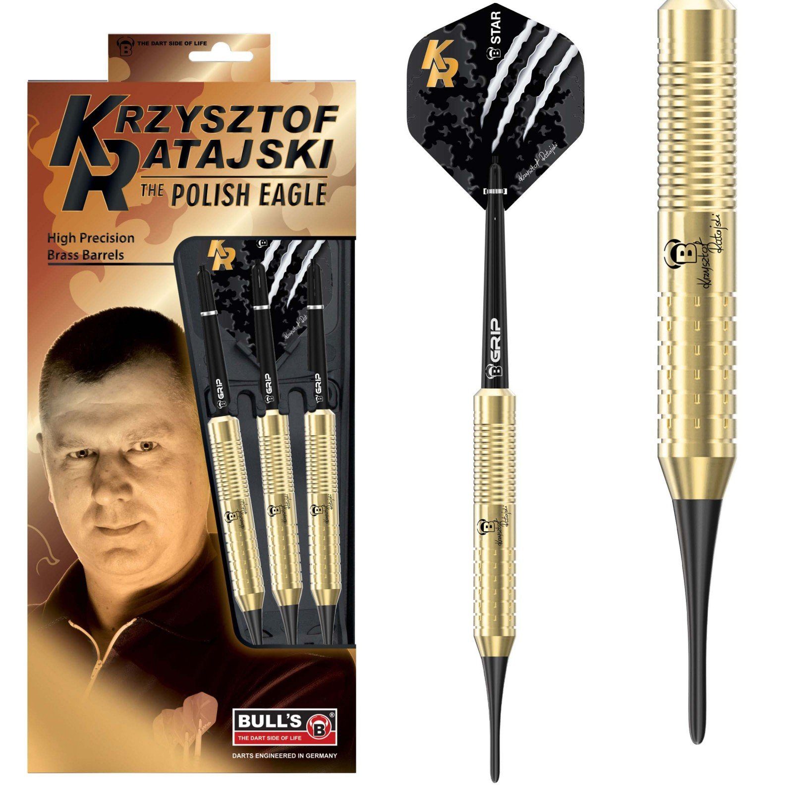 Ausrüstung Dartpfeile BULL'S Softdarts BULL'S Krzysztof Ratajski Brass Gold Steel Dart