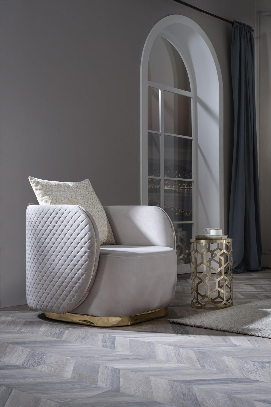 Chesterfield-Sofa, Polster Textil Set Sofa Luxus Samt Ovale 3tlg. JVmoebel Sofagarnitur Möbel