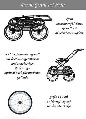 babies-on-wheels Kombi-Kinderwagen Romantik 2 in 1 inkl. Sportsitz und umfangreichen Zubehör in Grau