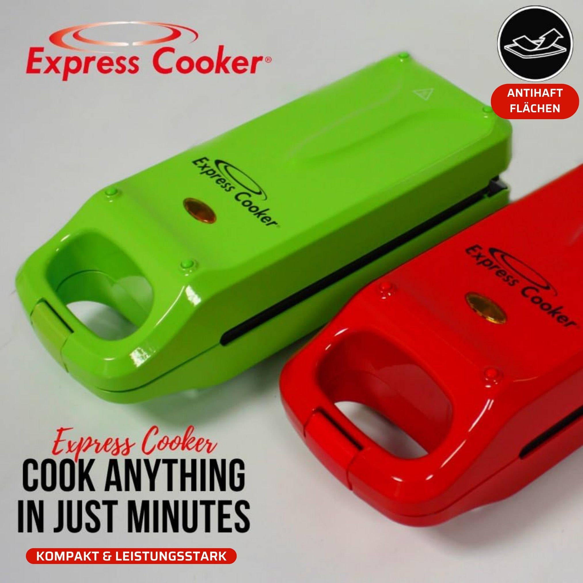 Express - Cooker®, Ober-Unterhitze, Kontaktgrill Backen, Antihaft-Oberfläche, Grillen Best grün Toasten, 800 3in1 Direct® W,