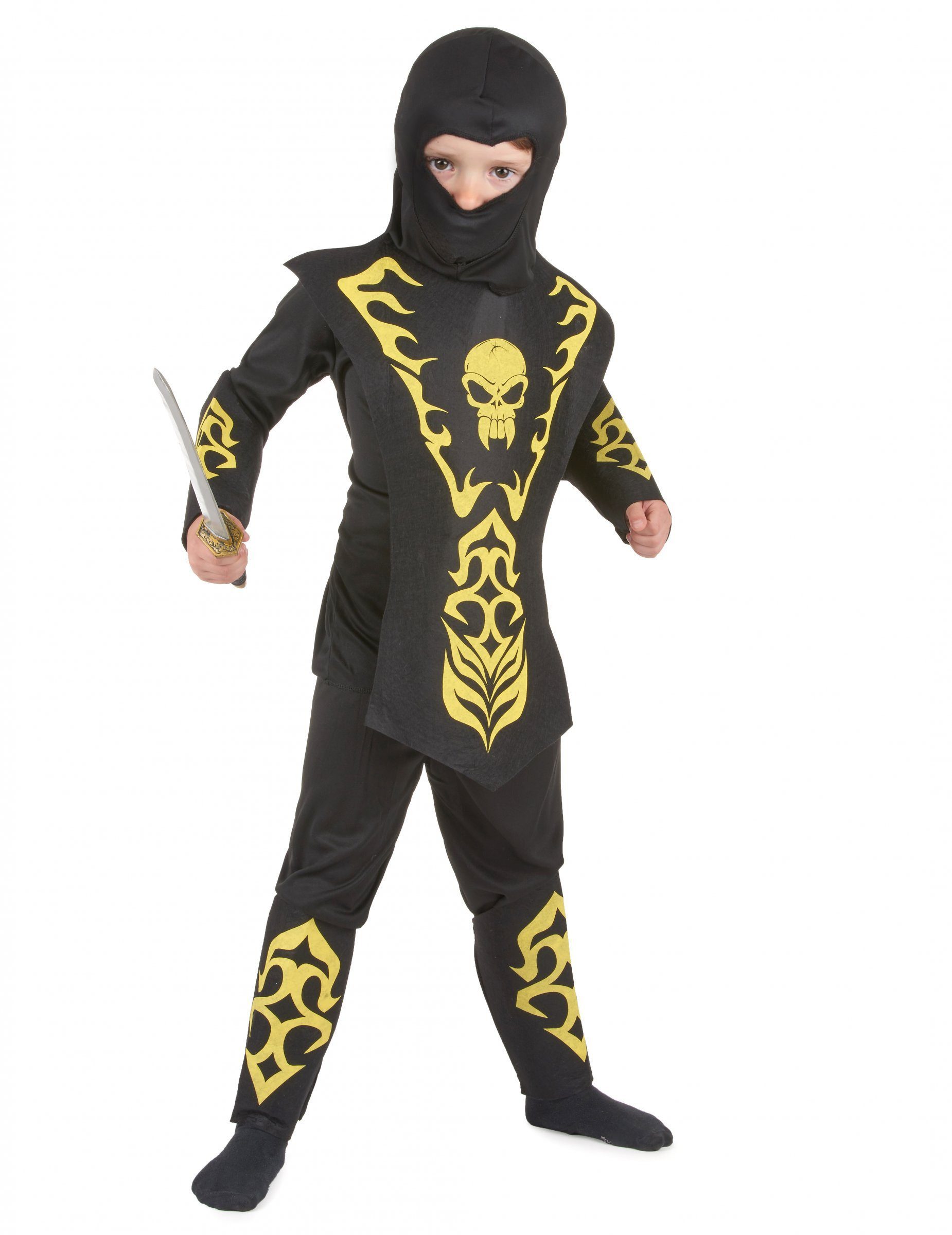Kostüm Ninja Kostüm für Kinder schwarz-gelb