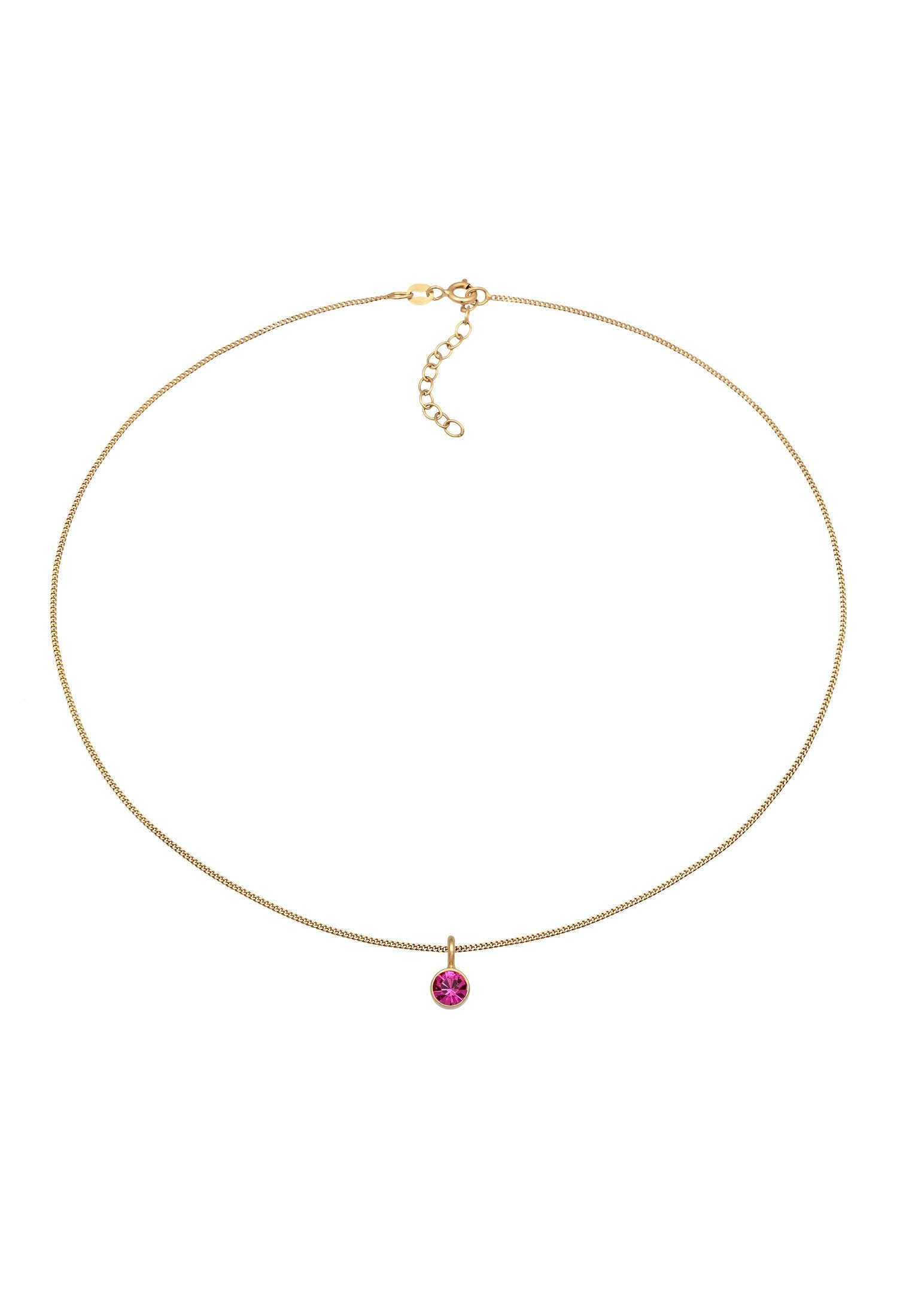 925 Silber Pink Choker Solitär Kristall Gold Elli