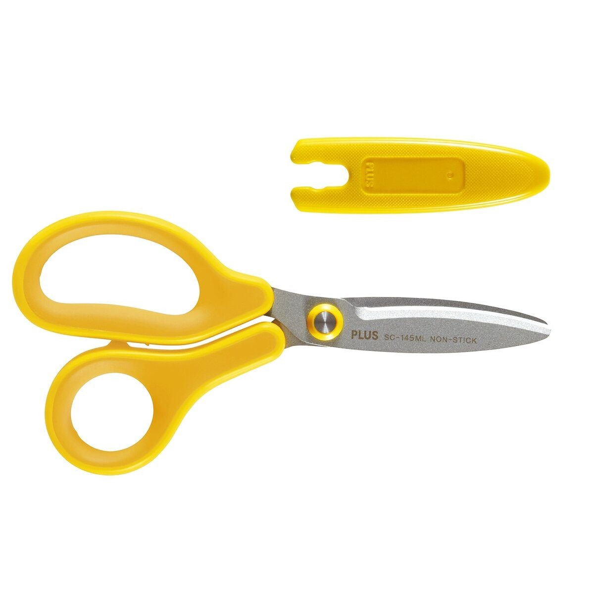 PLUS JAPAN Papierscheren Kinderschere Fitcut Curve - 14,5 cm gelb rund inkl. Klingenschutz und