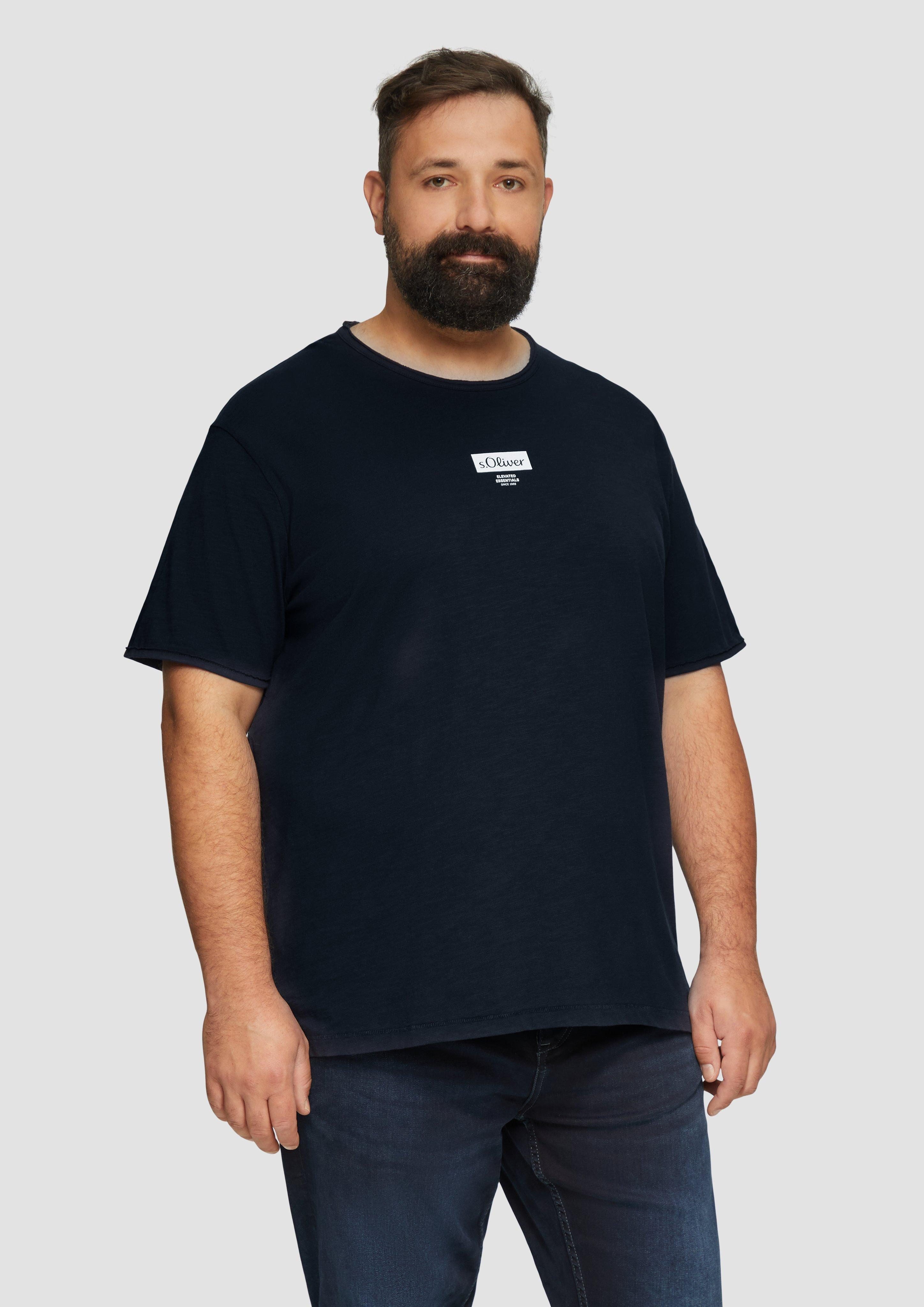 s.Oliver Kurzarmshirt T-Shirt mit Flammgarnstruktur Artwork günstig online kaufen