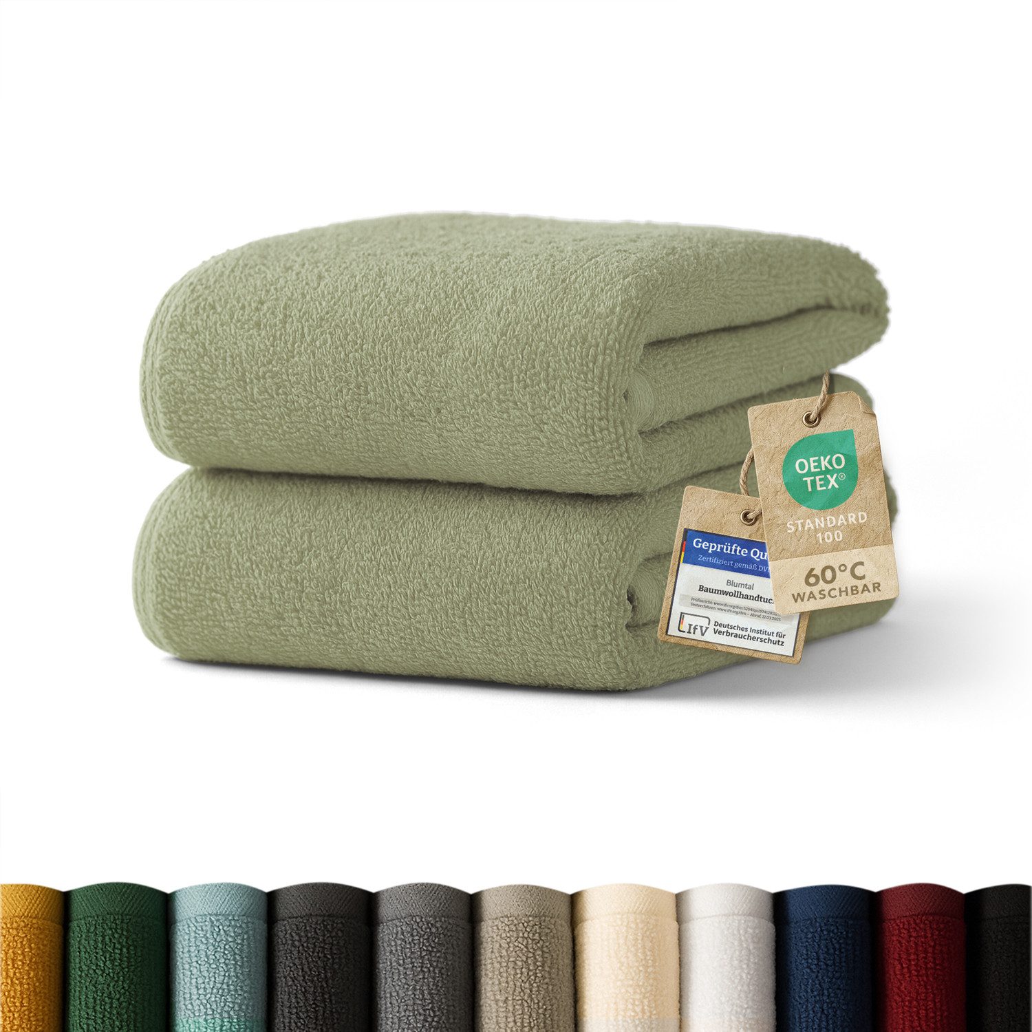 Blumtal Handtücher 2er-Set Premium Frottier-Handtücher, 50x100cm, 100% Baumwolle, Frottee (2X (50x100 cm), 2-St), Oeko-TEX zertifiziert - Ultra saugstarkes Frottier Handtücher